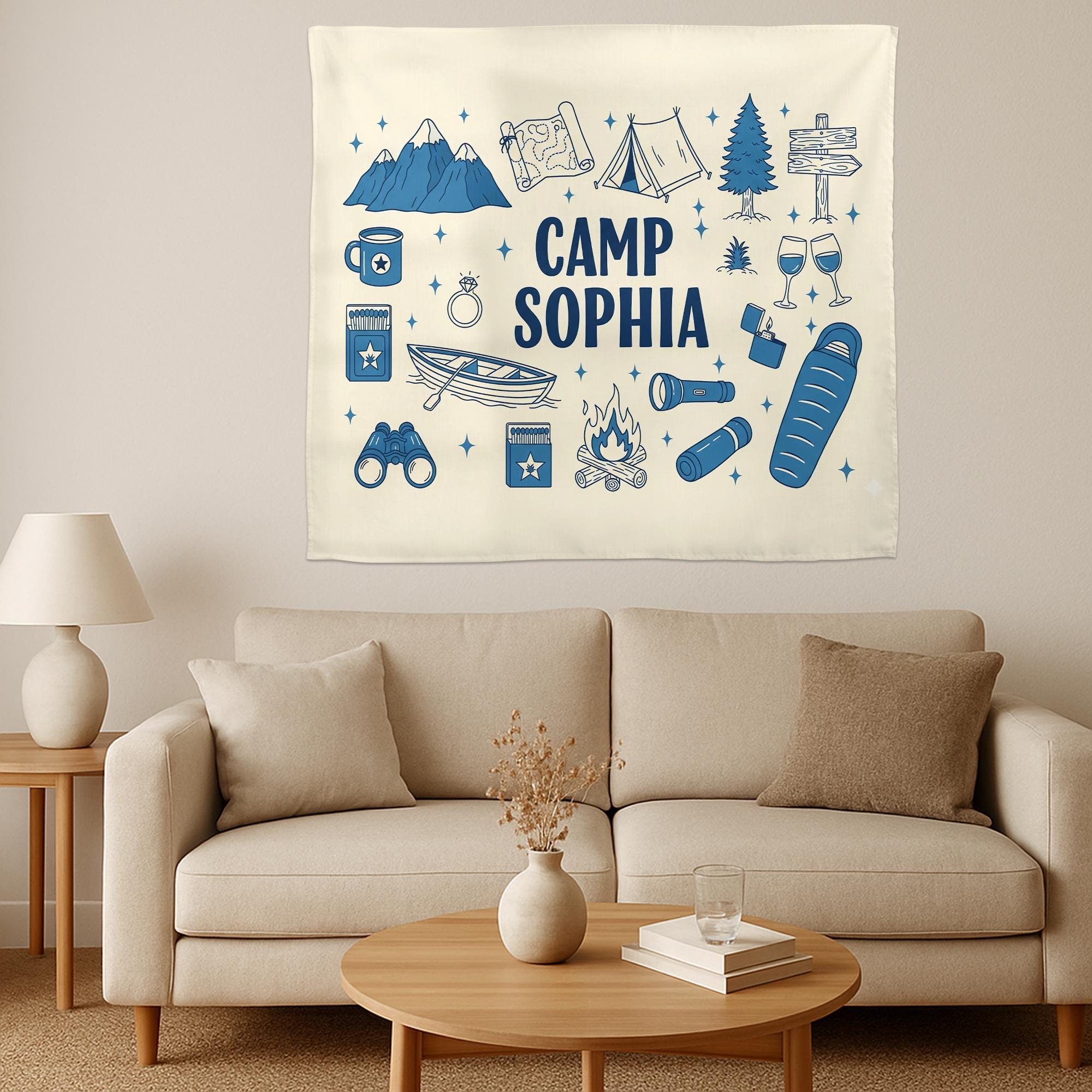 Custom Camp Bachelorette Tapestry: Last Trail Before the Veil Hen Party Backdrop