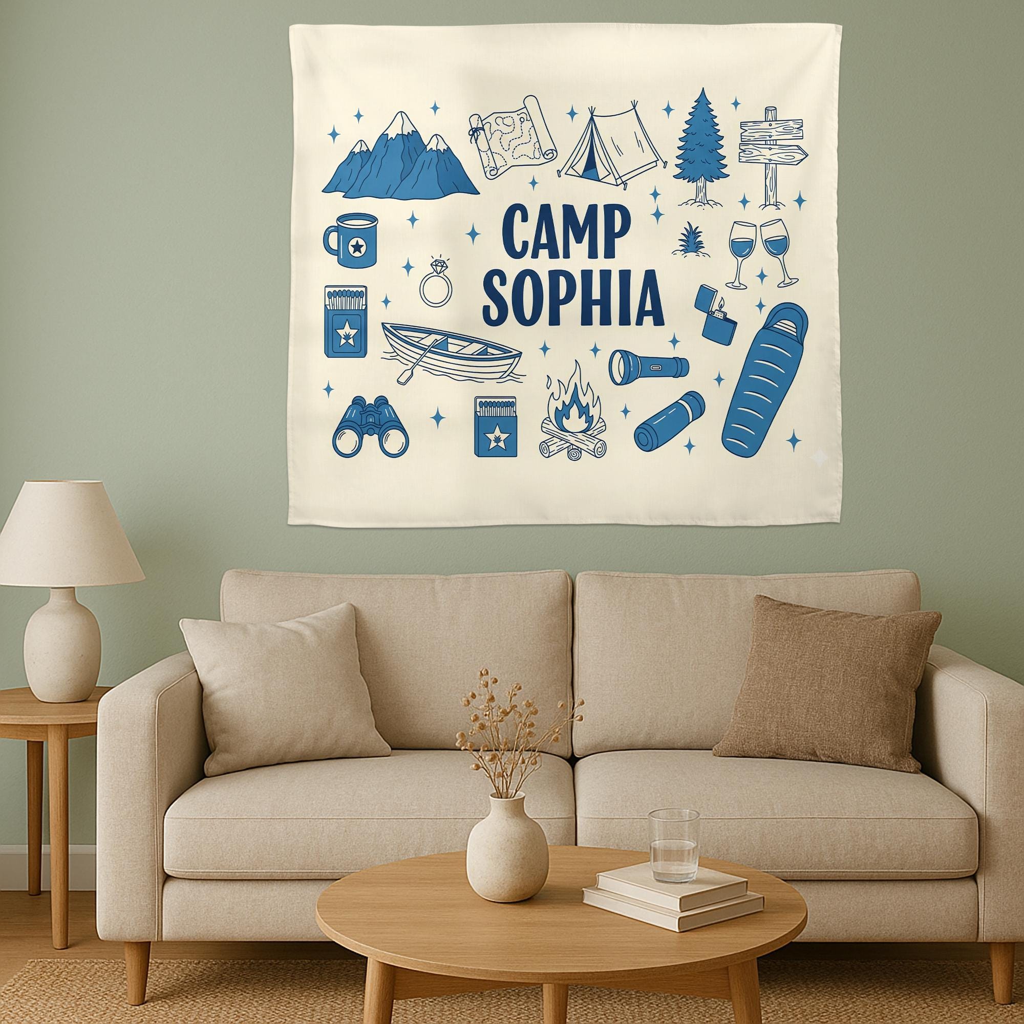 Custom Camp Bachelorette Tapestry: Last Trail Before the Veil Hen Party Backdrop