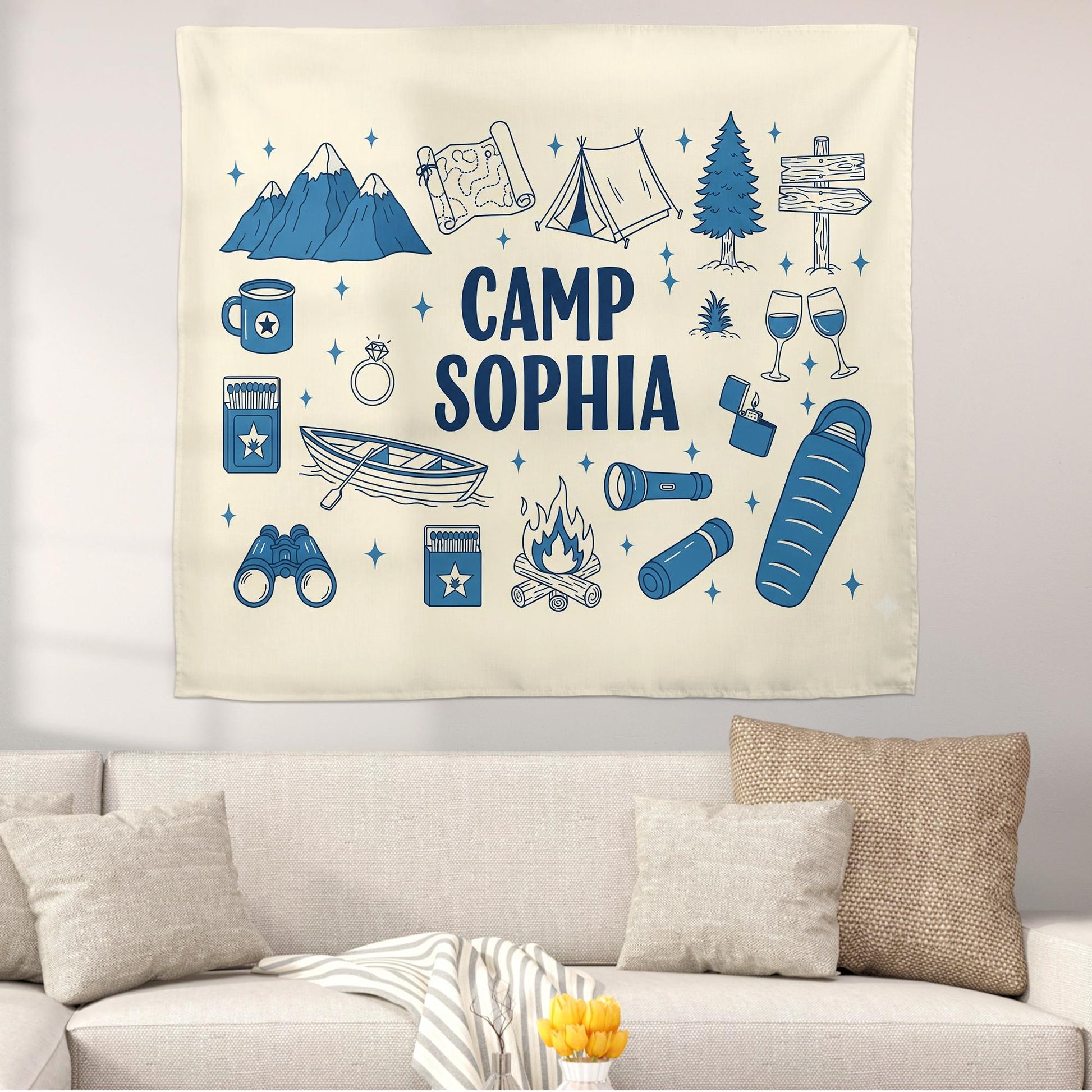 Custom Camp Bachelorette Tapestry: Last Trail Before the Veil Hen Party Backdrop