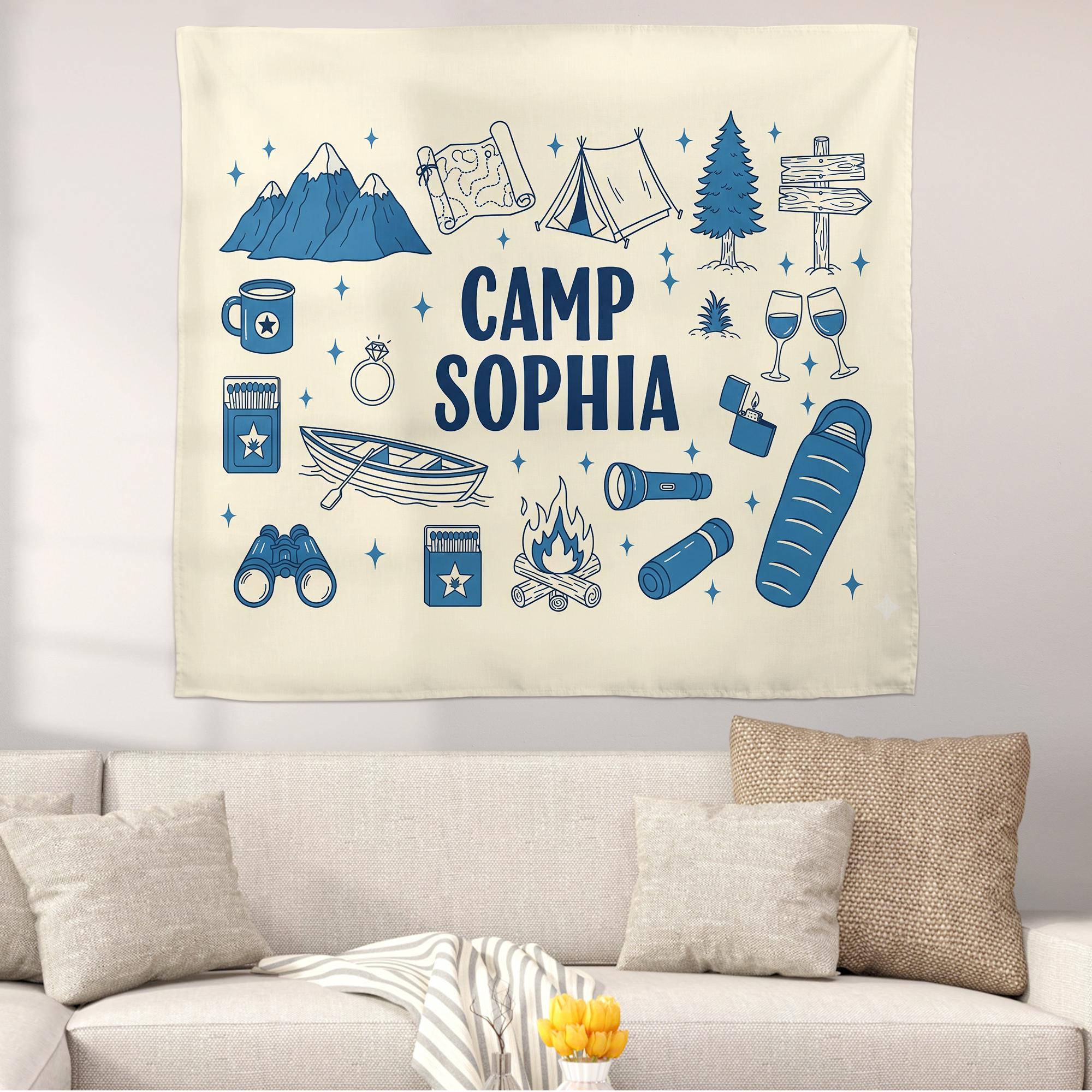 Custom Camp Bachelorette Tapestry: Last Trail Before the Veil Hen Party Backdrop