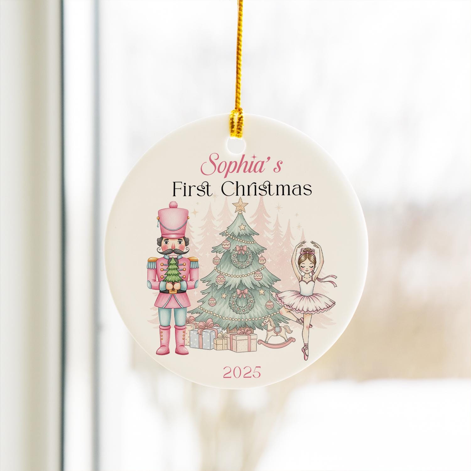 Personalized Baby's First Christmas Ornament: Ceramic Nutcracker Ballerina Keepsake