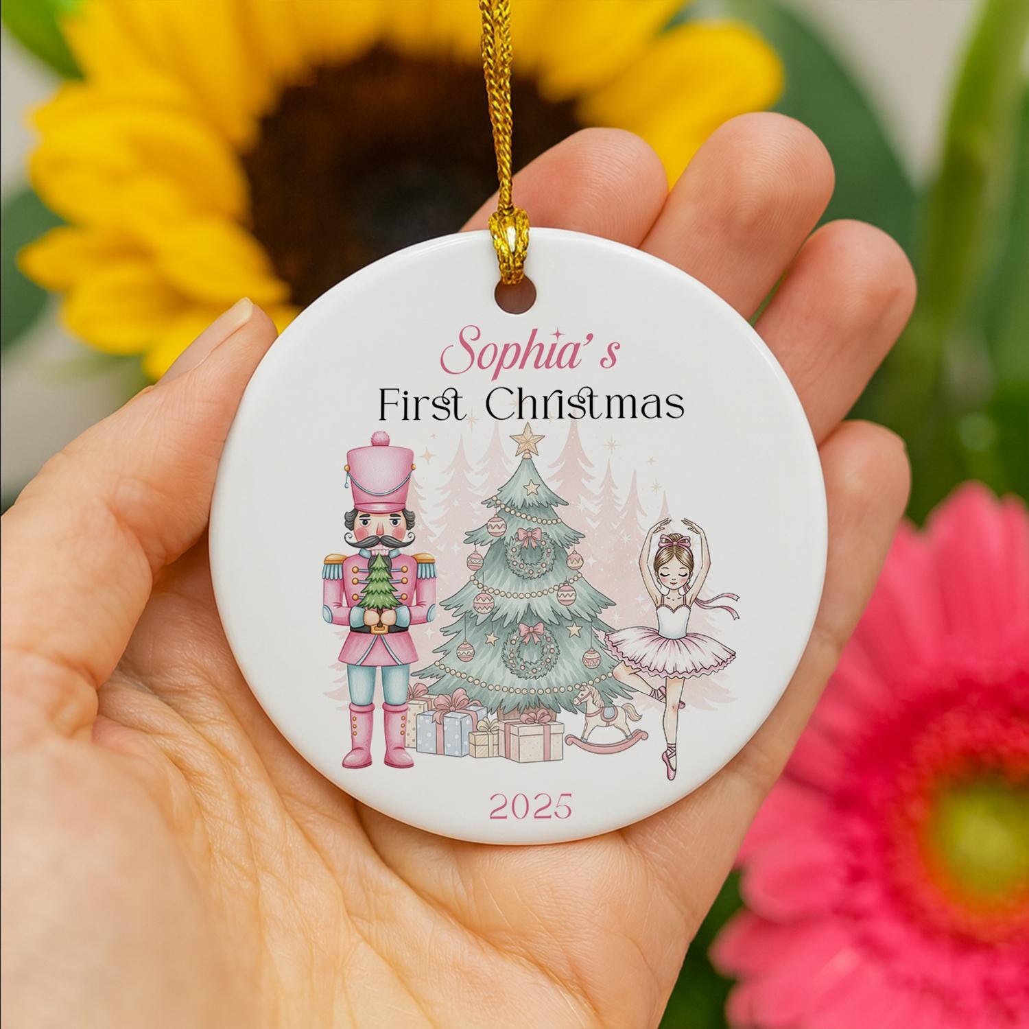Personalized Baby's First Christmas Ornament: Ceramic Nutcracker Ballerina Keepsake