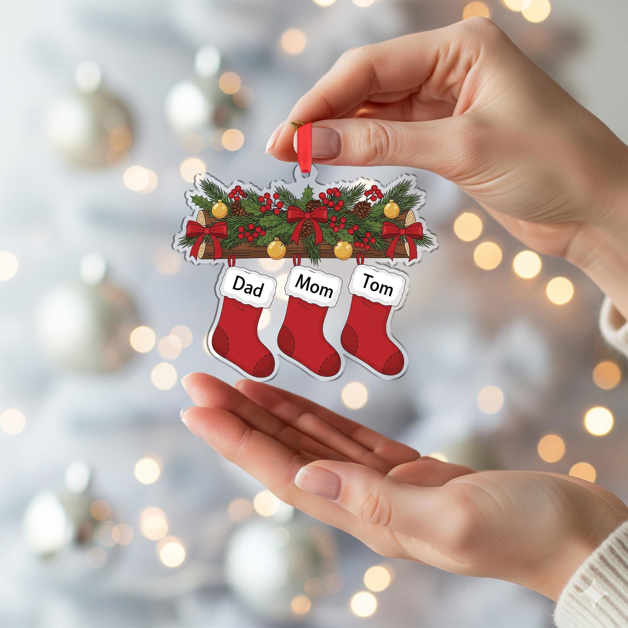 Personalized Stocking Family Ornament: Custom Christmas Decoration