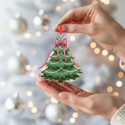 Christmas Tree Ornament with Bow: Holiday Tree Decoration