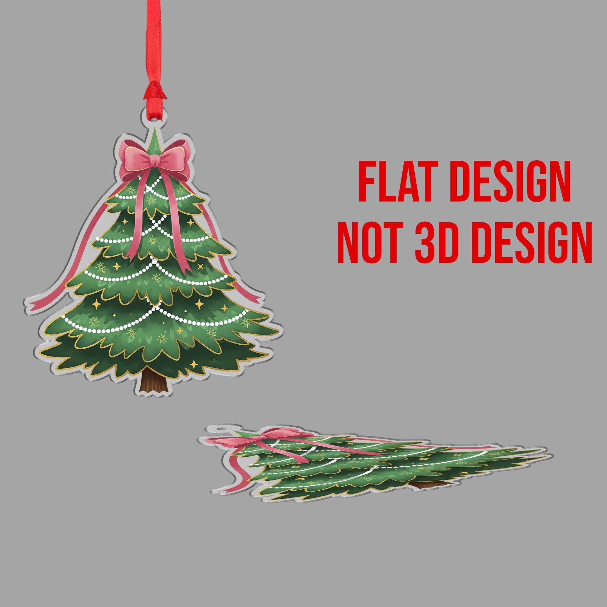 Christmas Tree Ornament with Bow: Holiday Tree Decoration