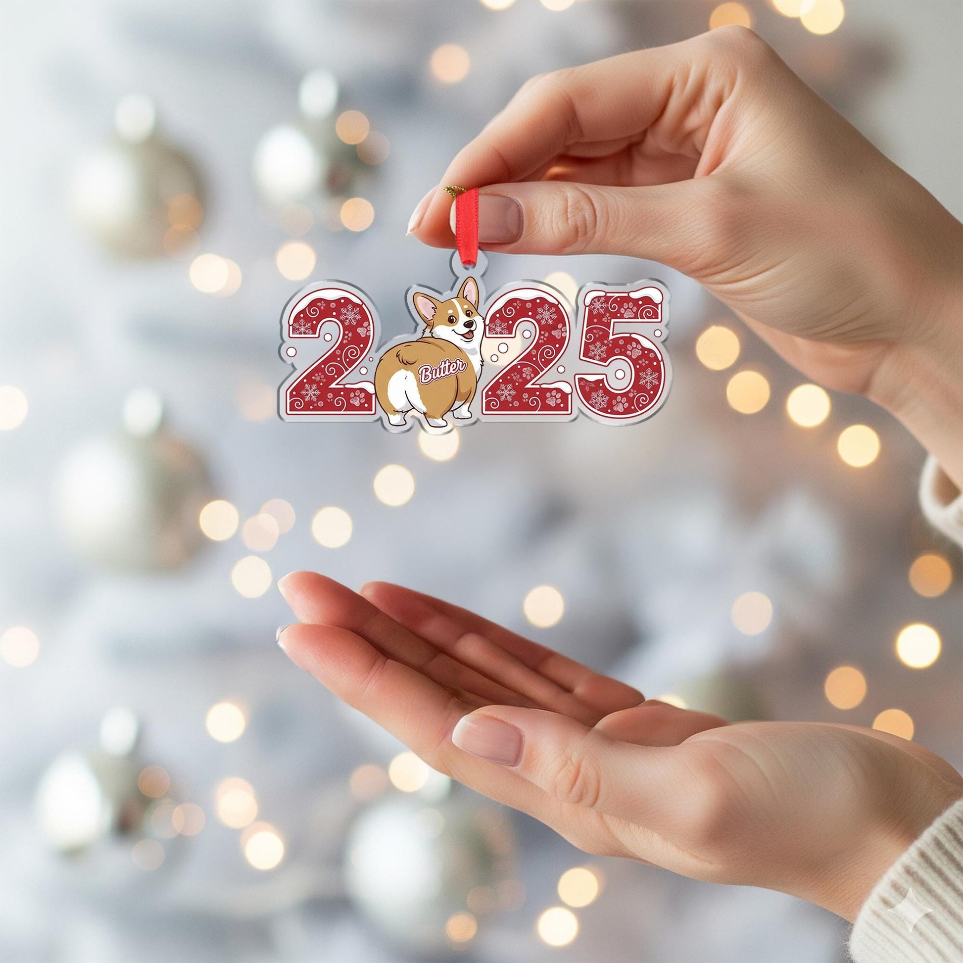 Personalized Corgi 2025 Ornament – Custom Dog Christmas Decoration, Cute Pet Holiday Gift, Funny Corgi Butt Tree Ornament