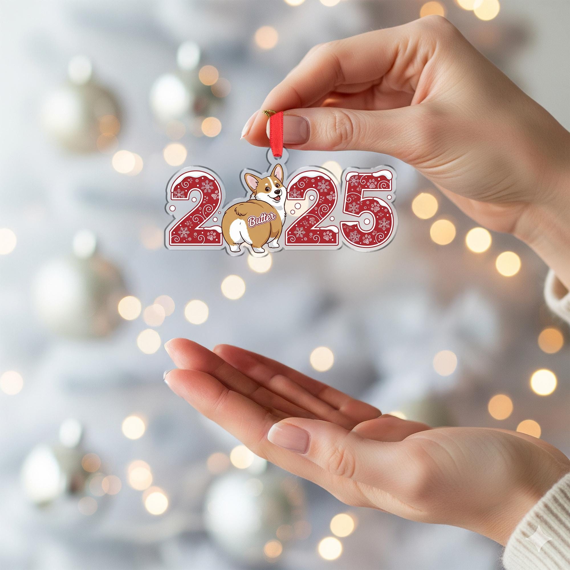 Personalized Corgi 2025 Ornament – Custom Dog Christmas Decoration, Cute Pet Holiday Gift, Funny Corgi Butt Tree Ornament