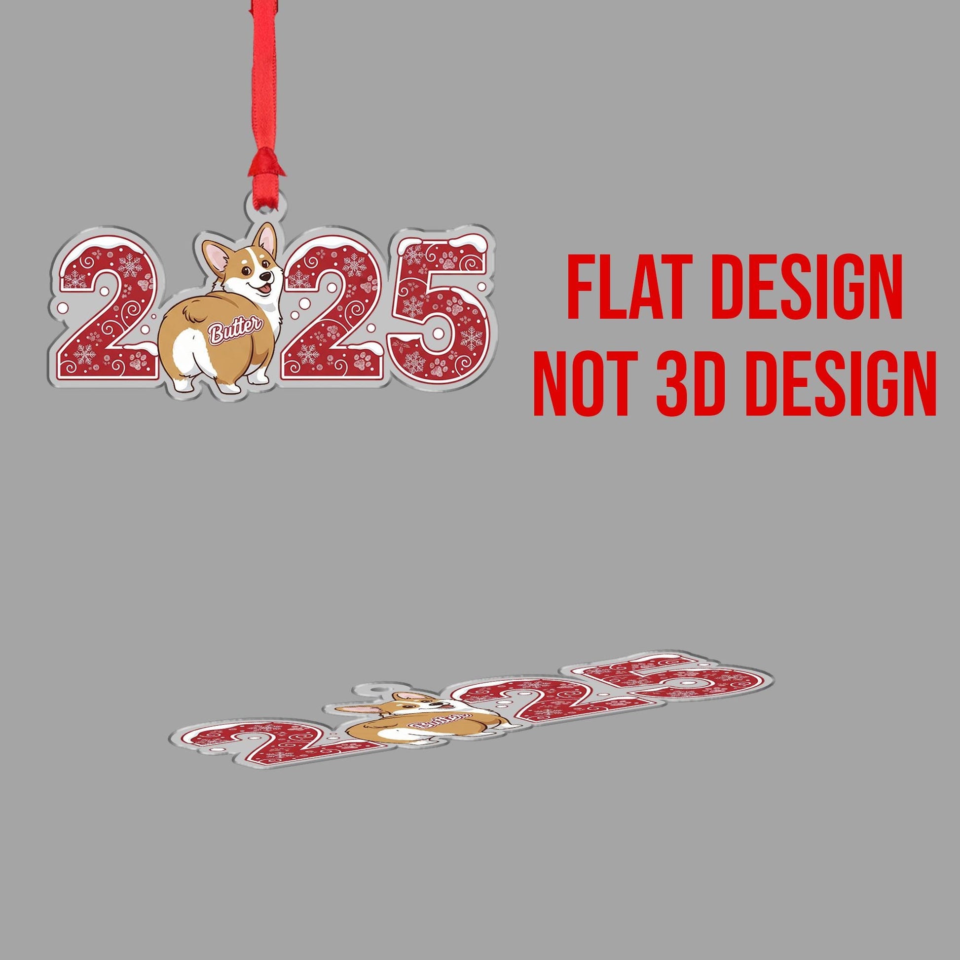 Personalized Corgi 2025 Ornament – Custom Dog Christmas Decoration, Cute Pet Holiday Gift, Funny Corgi Butt Tree Ornament