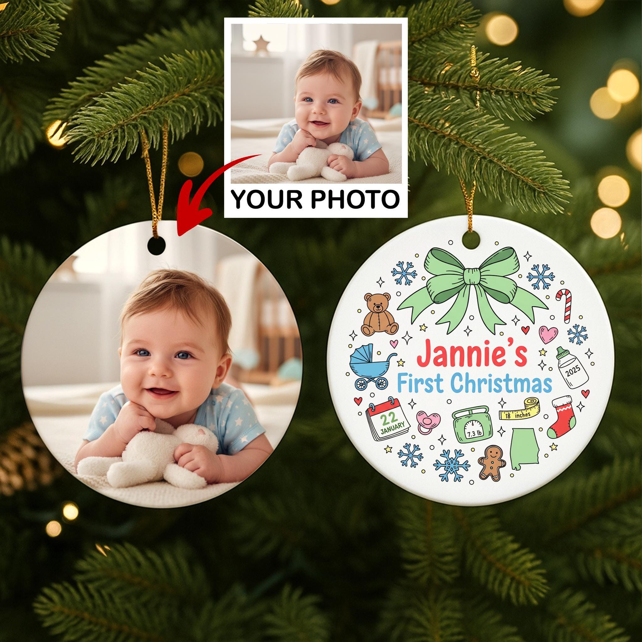 Personalized Baby's First Christmas Ornament: Custom Photo Keepsake
