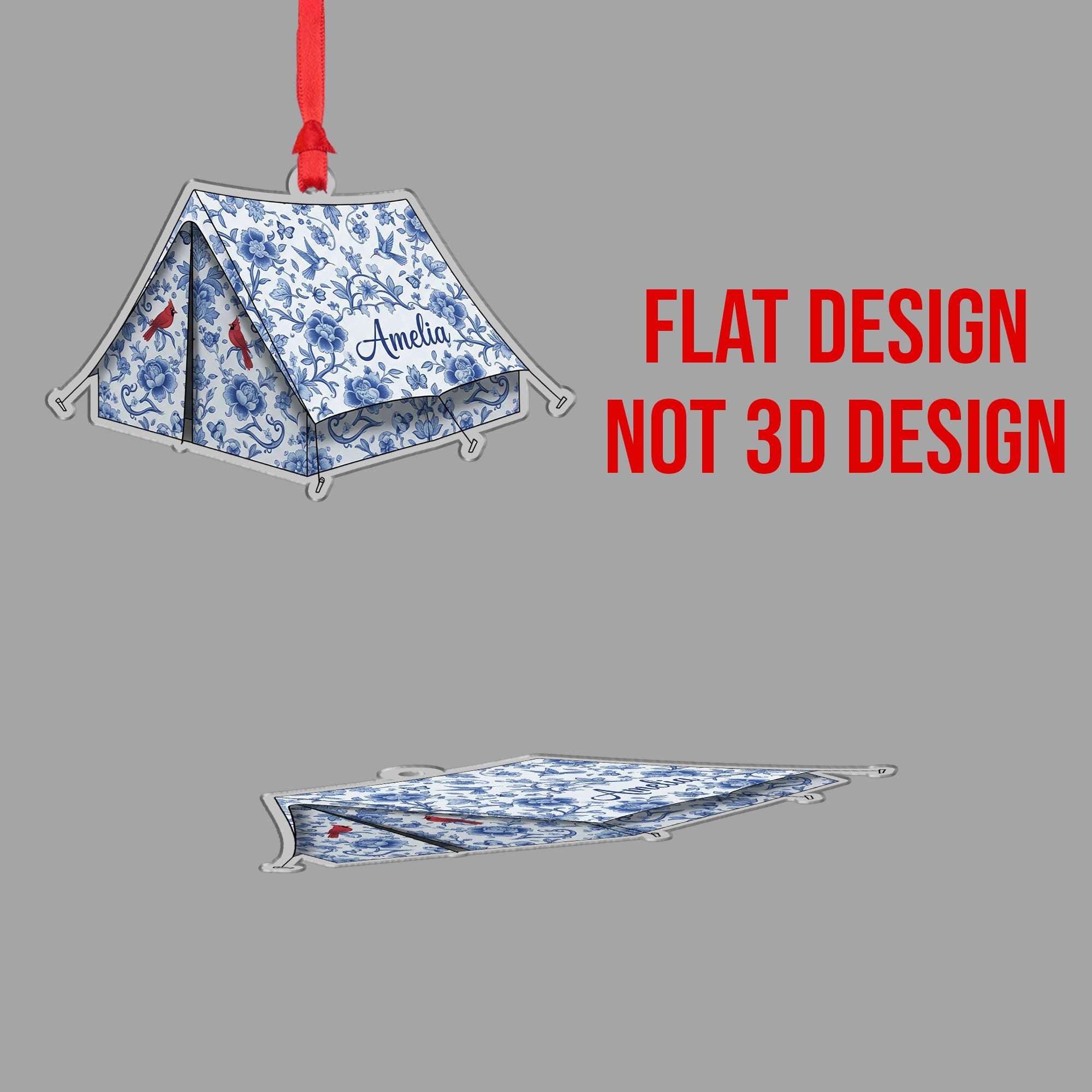 Custom Chinoiserie Tent Christmas Ornament - Personalized Camping Keepsake