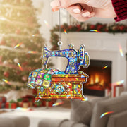 Personalized Sewing Machine Ornament: Custom Quilt Design Hanging Decoration