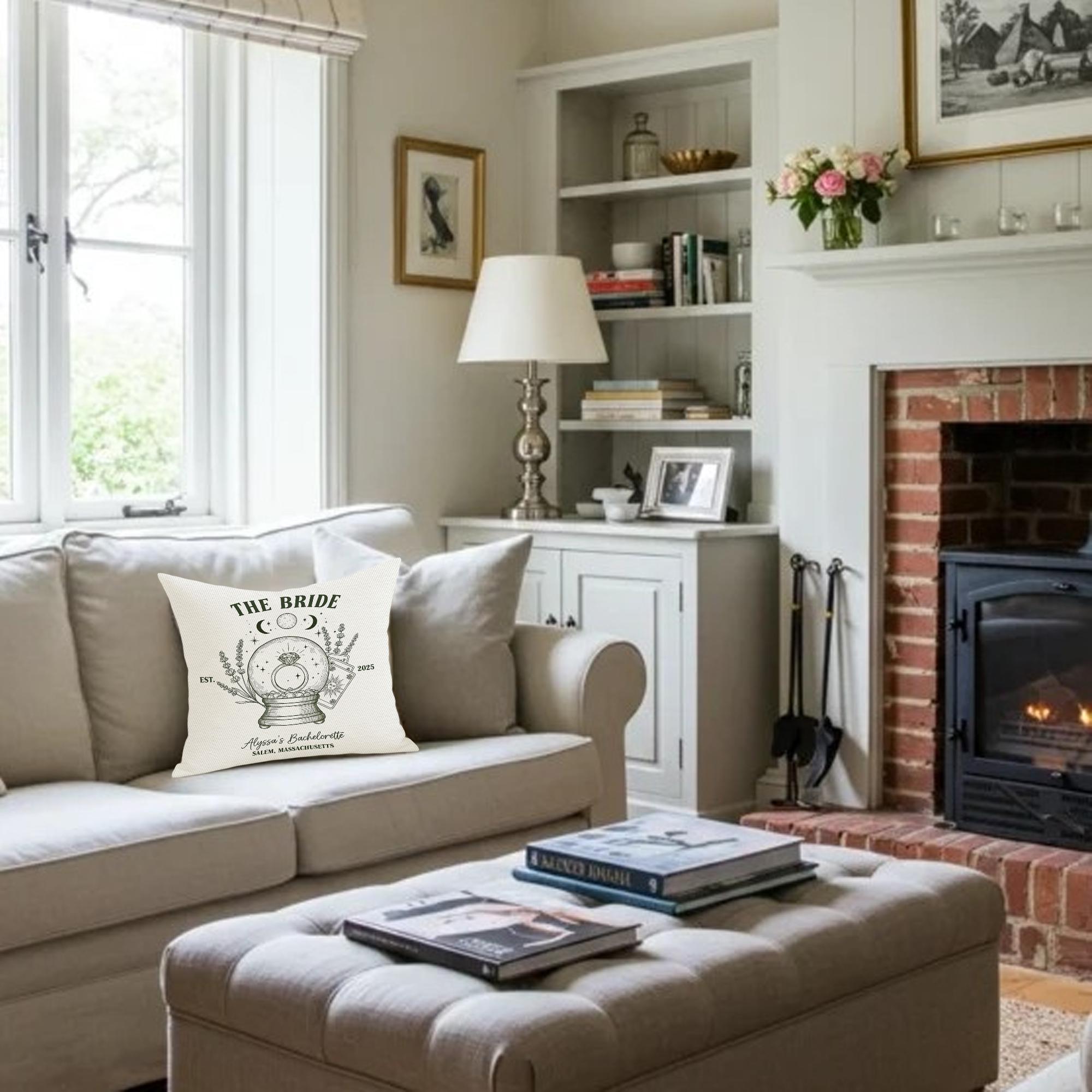 Custom Bride Pillow Cover: Personalized Bachelorette Party Decor