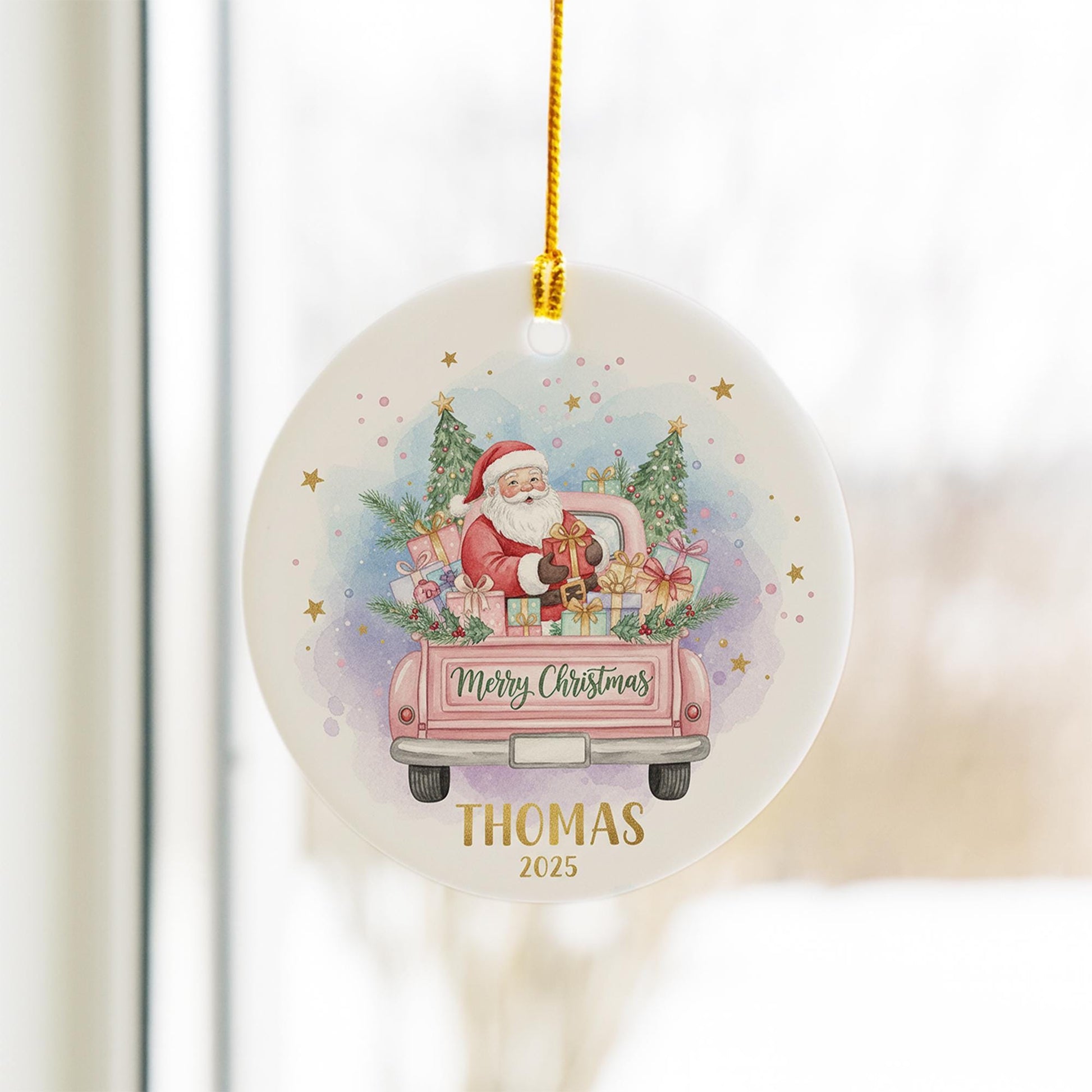 Personalized Santa Ornament: Custom Ceramic Christmas Tree Decoration