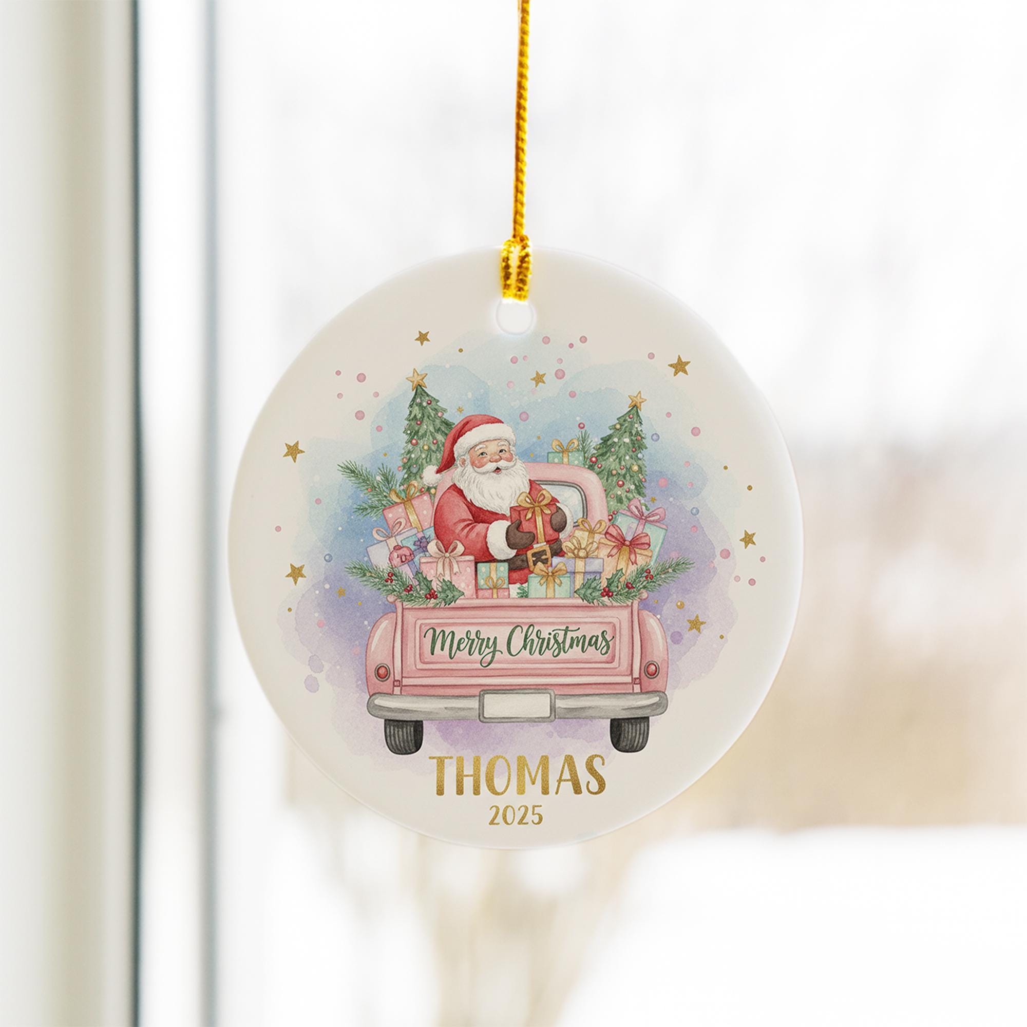 Personalized Santa Ornament: Custom Ceramic Christmas Tree Decoration