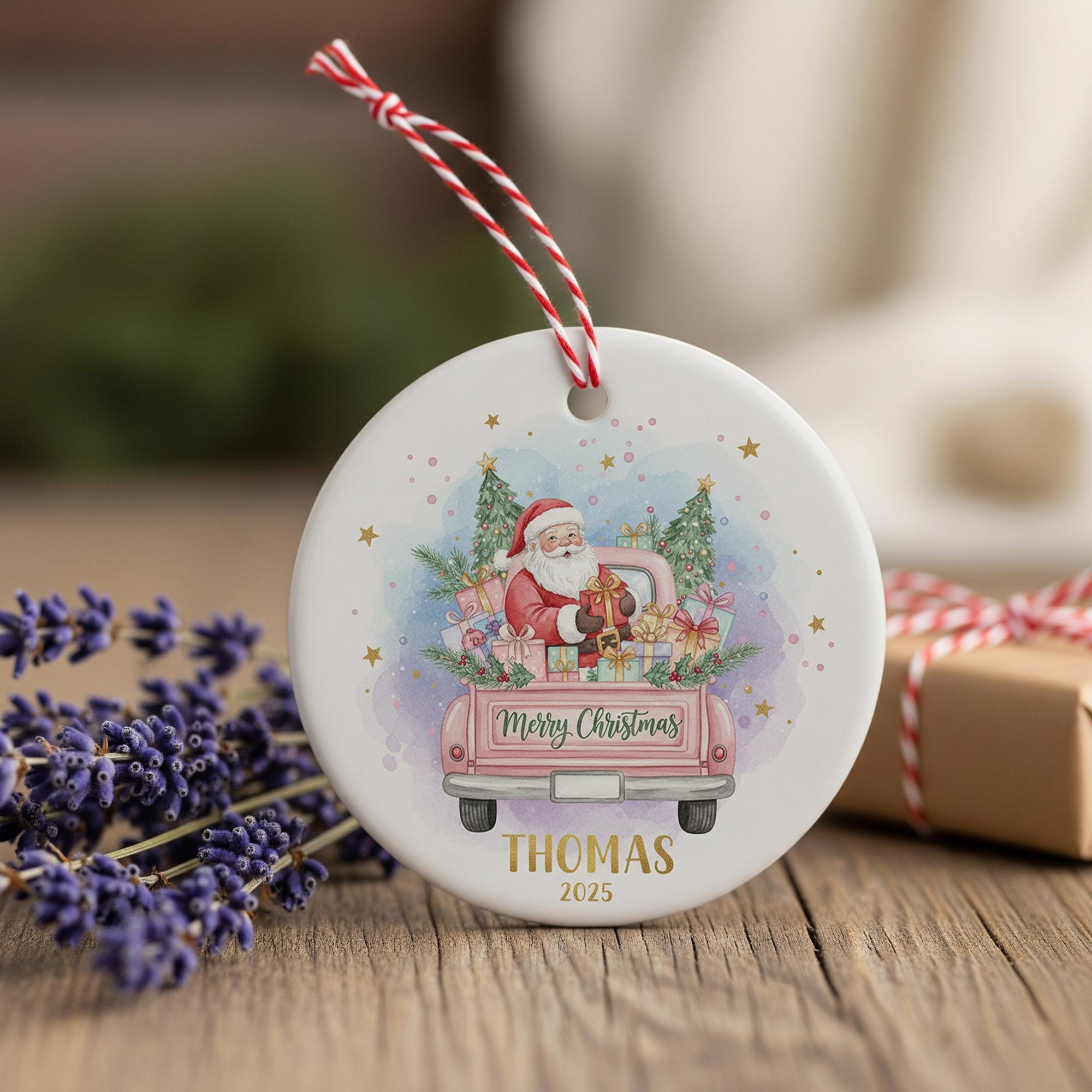 Personalized Santa Ornament: Custom Ceramic Christmas Tree Decoration