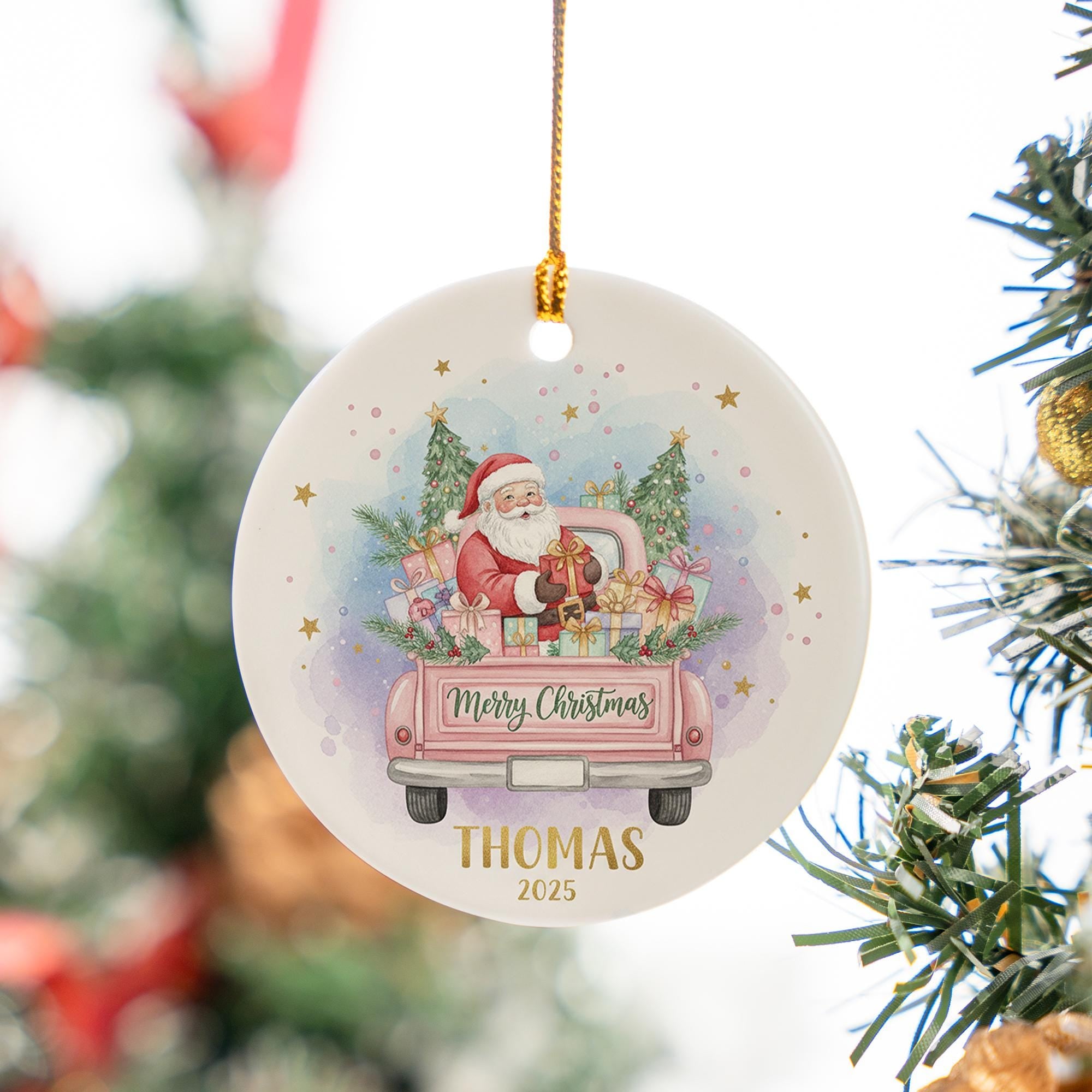 Personalized Santa Ornament: Custom Ceramic Christmas Tree Decoration