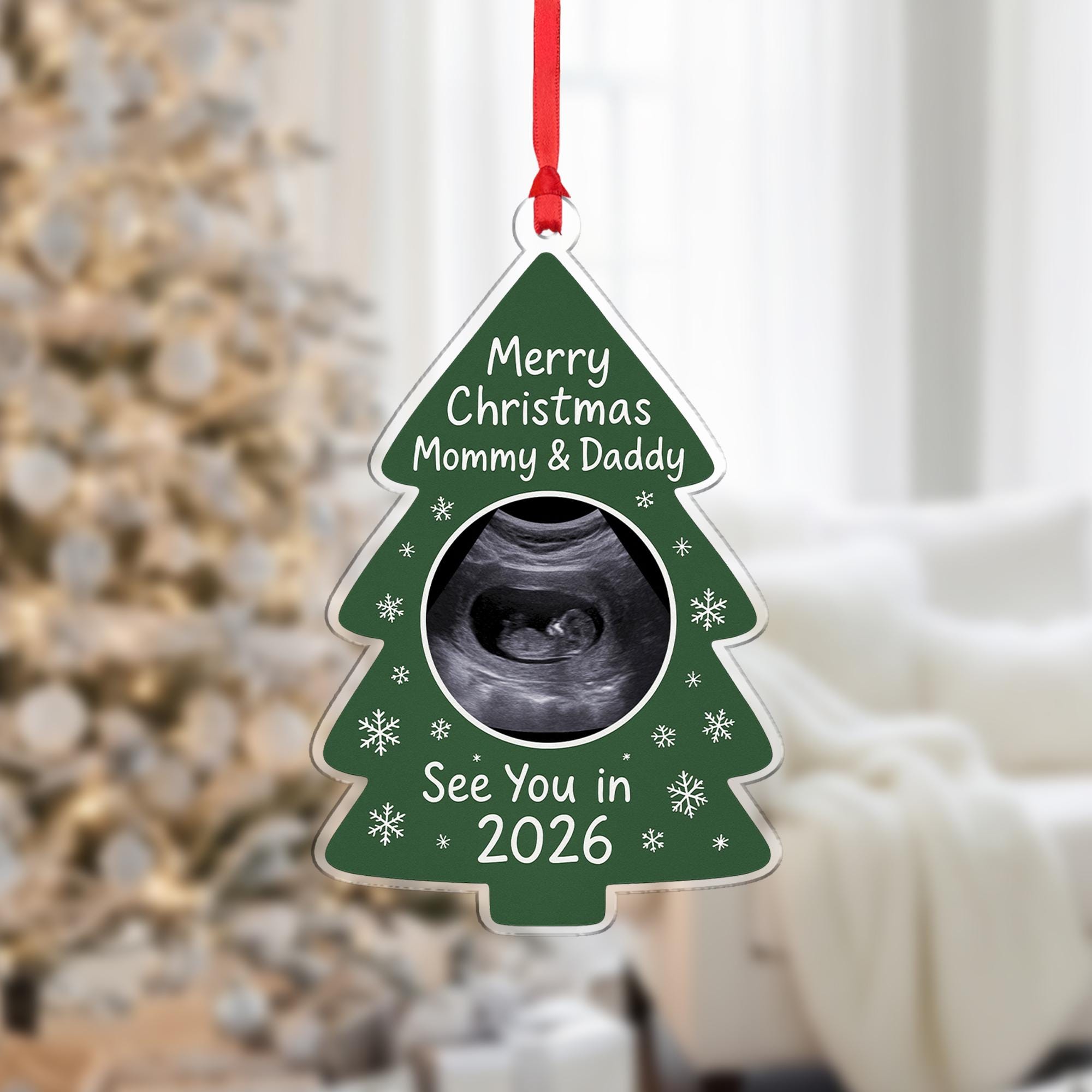 Personalized Ultrasound Acrylic Ornament: Pregnancy Announcement Gift
