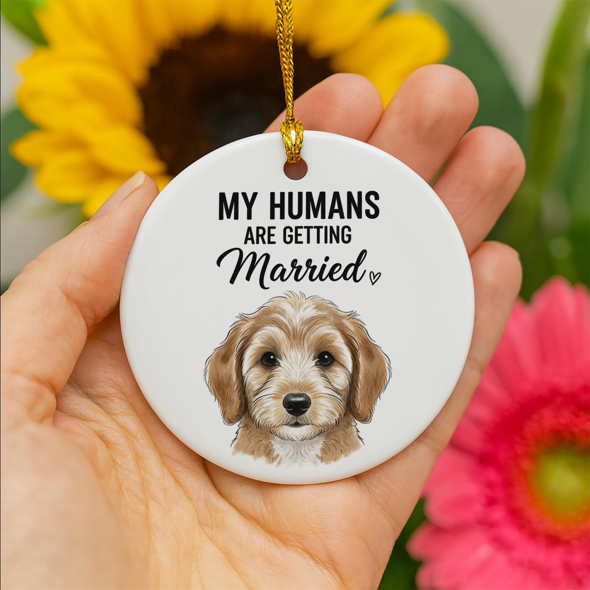 Custom Dog Ornament: Personalized Pet Portrait Wedding Announcement Christmas Decoration
