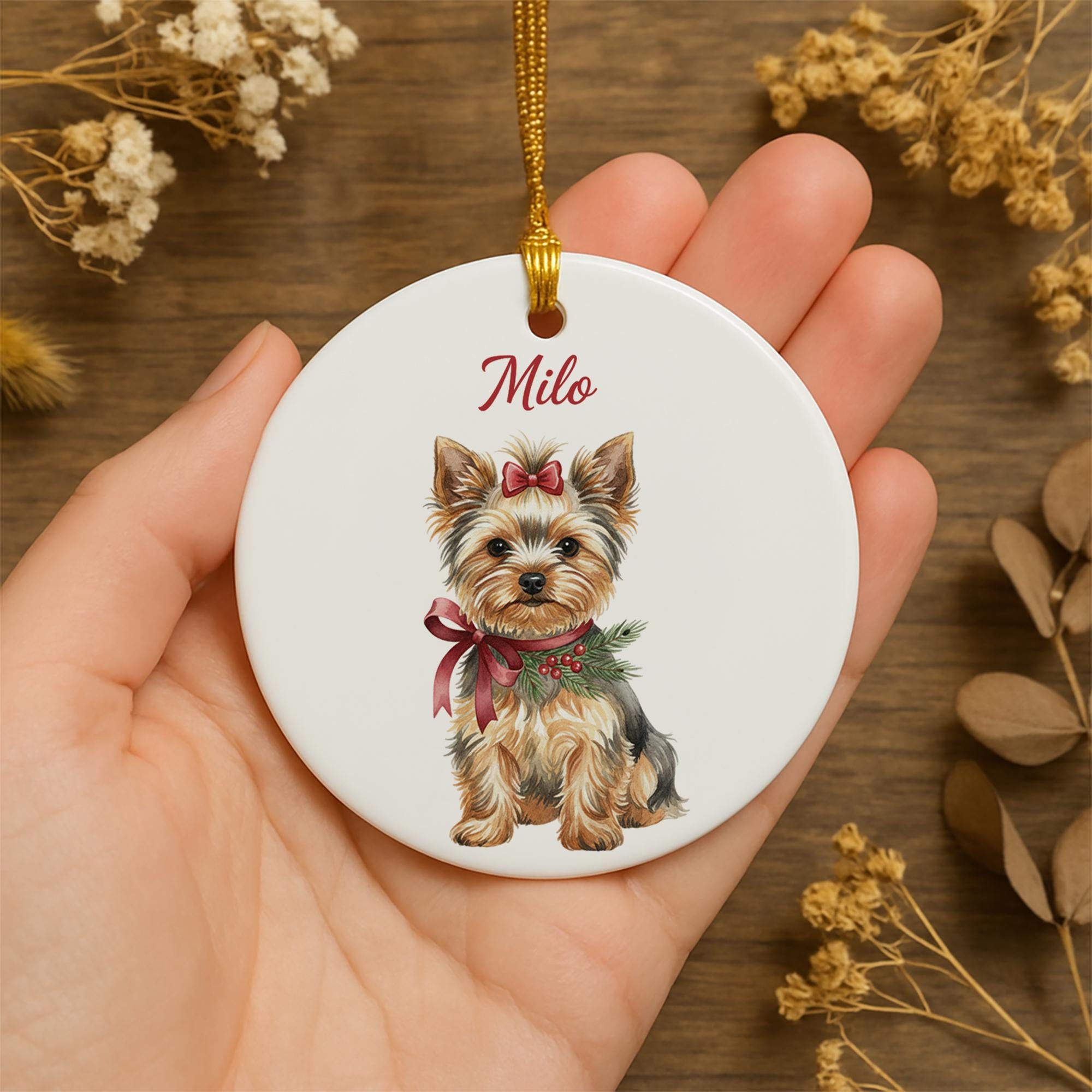 Custom Dog Ornament: Personalized Pet Name Christmas Tree Decoration, Choose Your Dog Breed