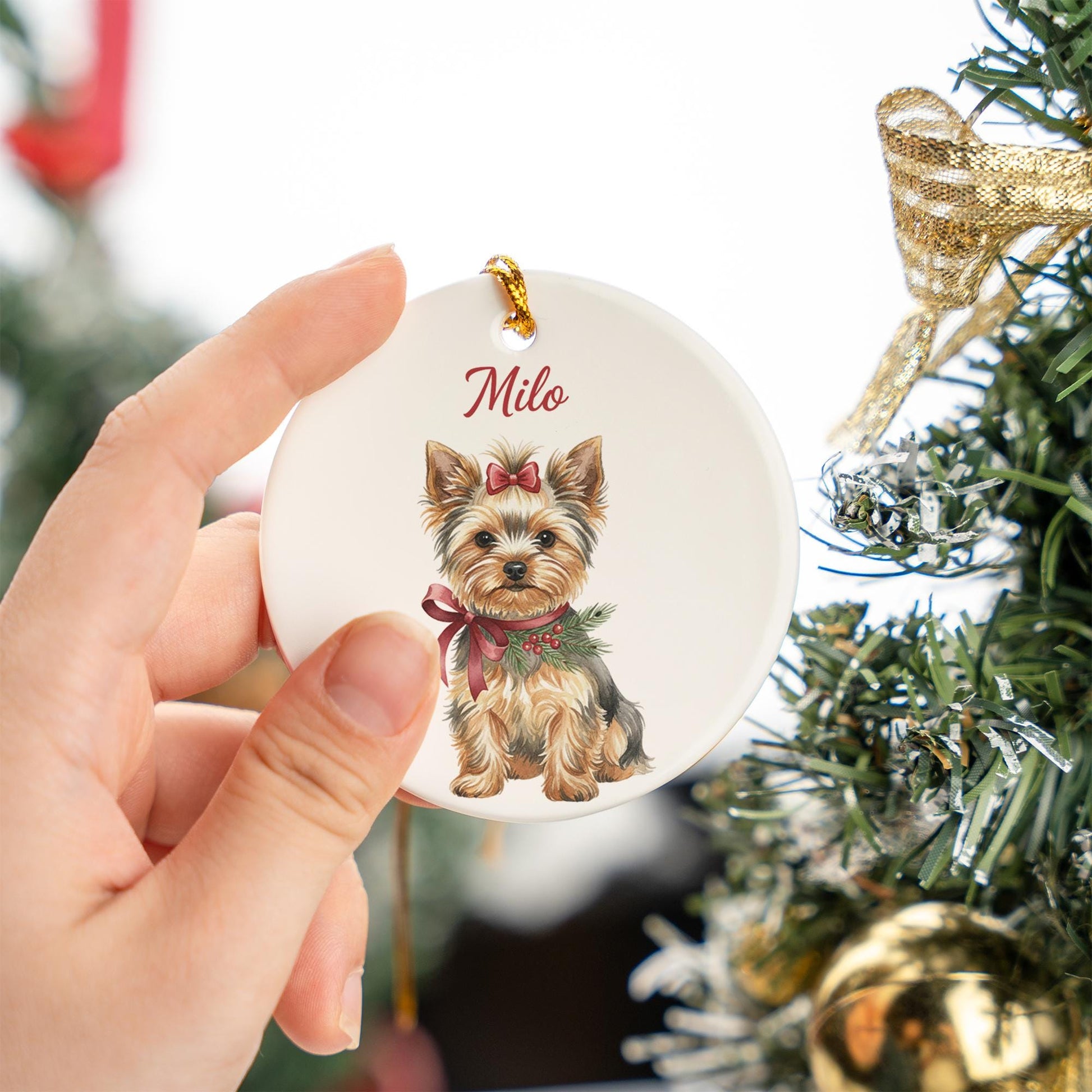 Custom Dog Ornament: Personalized Pet Name Christmas Tree Decoration, Choose Your Dog Breed