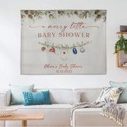 Winter Baby Shower Tapestry | Pine Decor Holiday Baby Banner