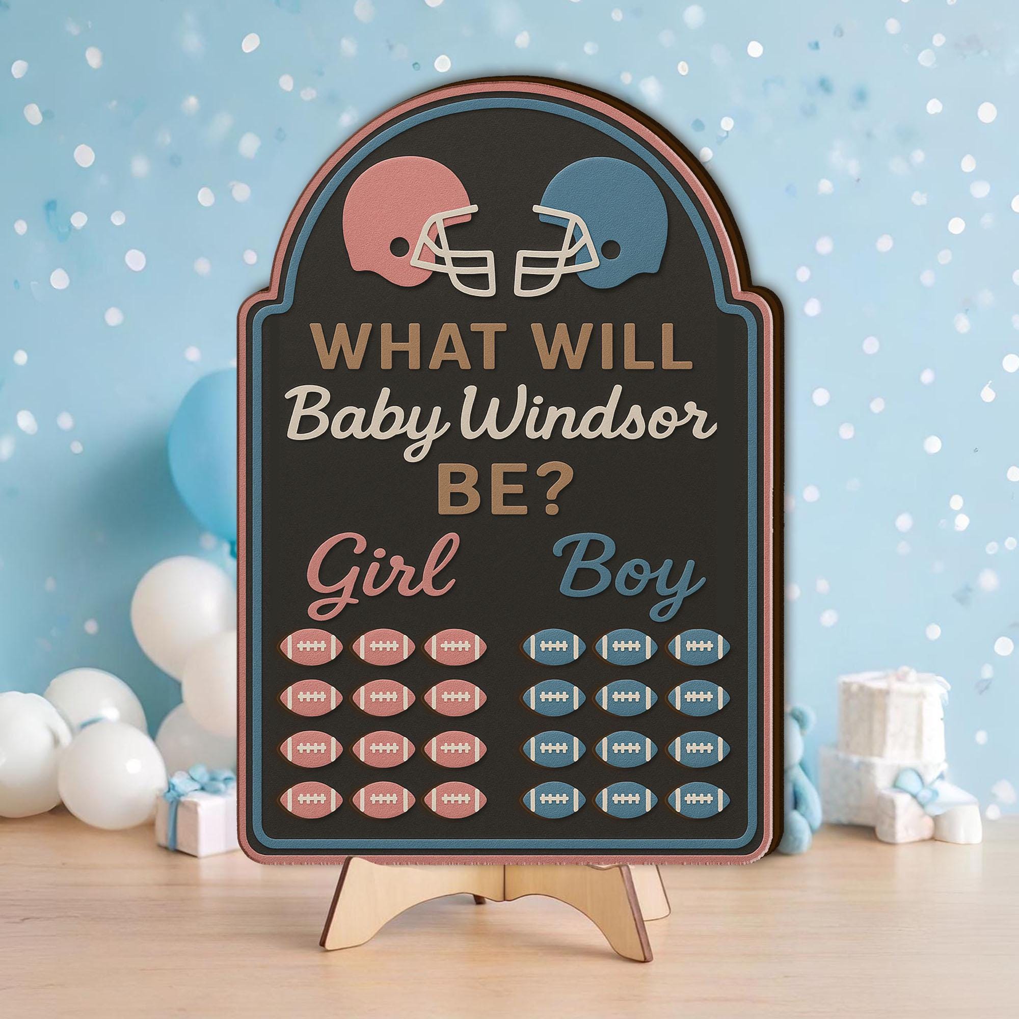 Football Gender Reveal Game Board: Personalized Baby Prediction Game Decor