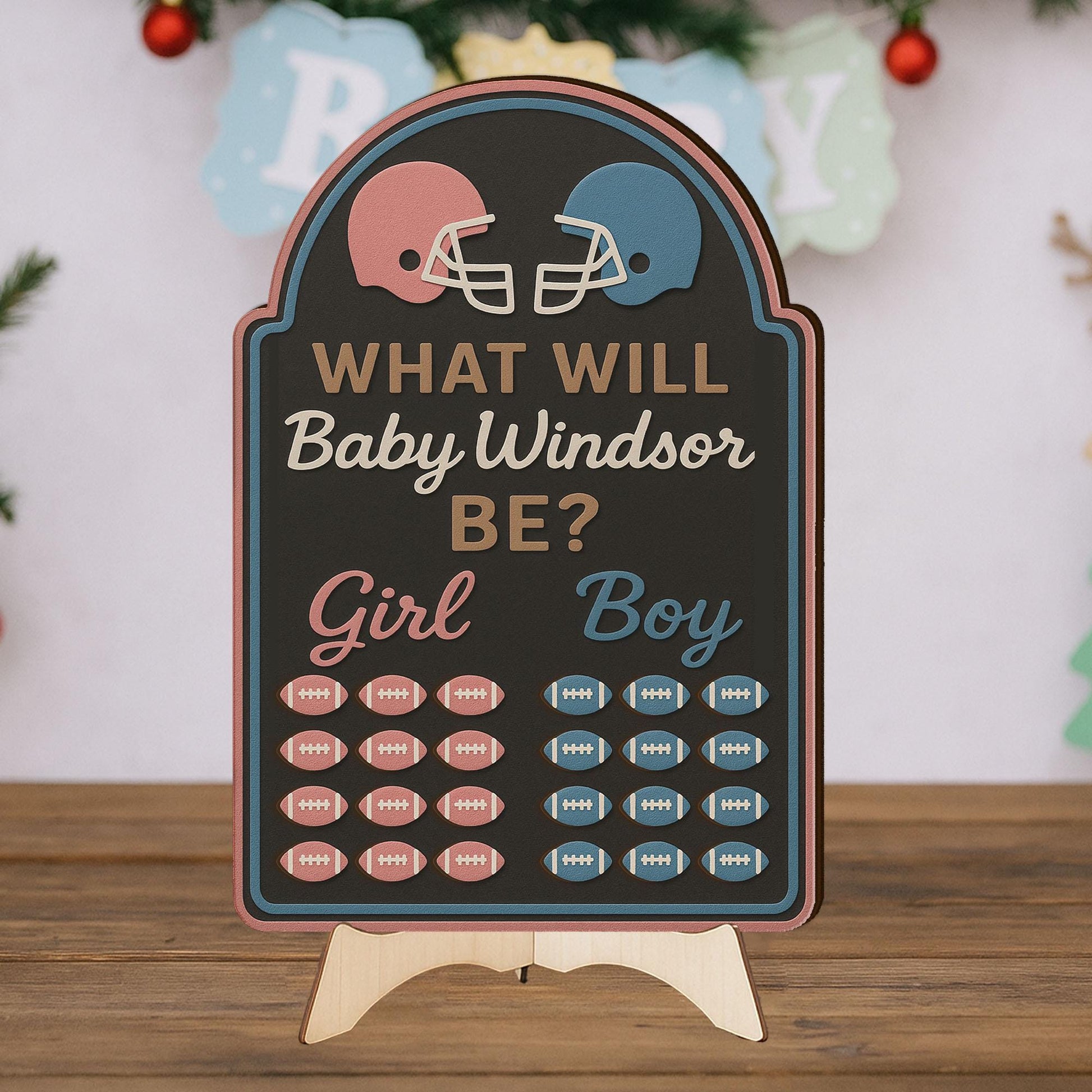 Football Gender Reveal Game Board: Personalized Baby Prediction Game Decor