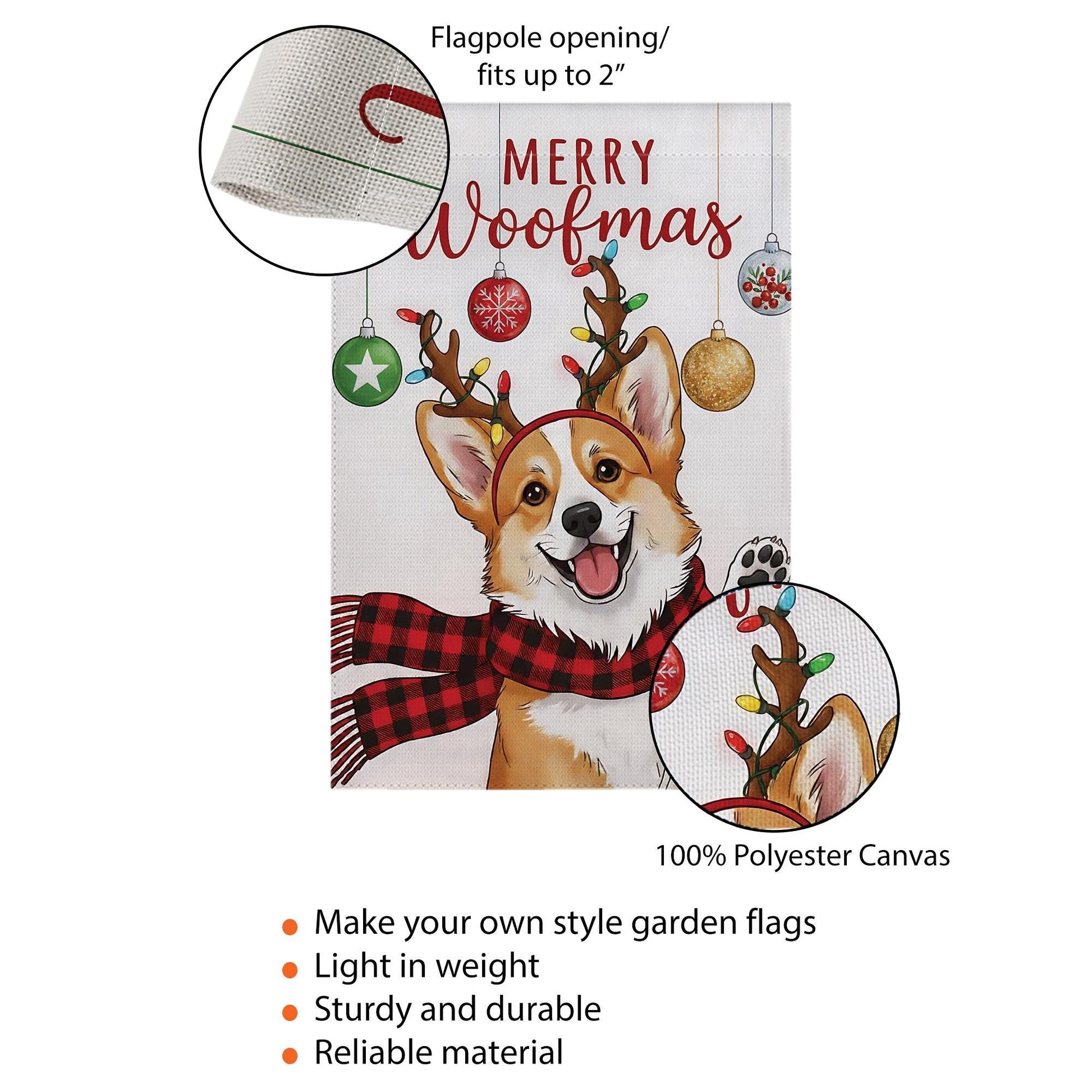Corgi Christmas Garden Flag – Merry Woofmas Outdoor Yard Banner, Holiday Dog Decoration