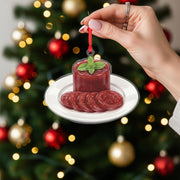 Cranberry Sauce Christmas Ornament – Acrylic Hanging Decoration with Holiday Plate Design