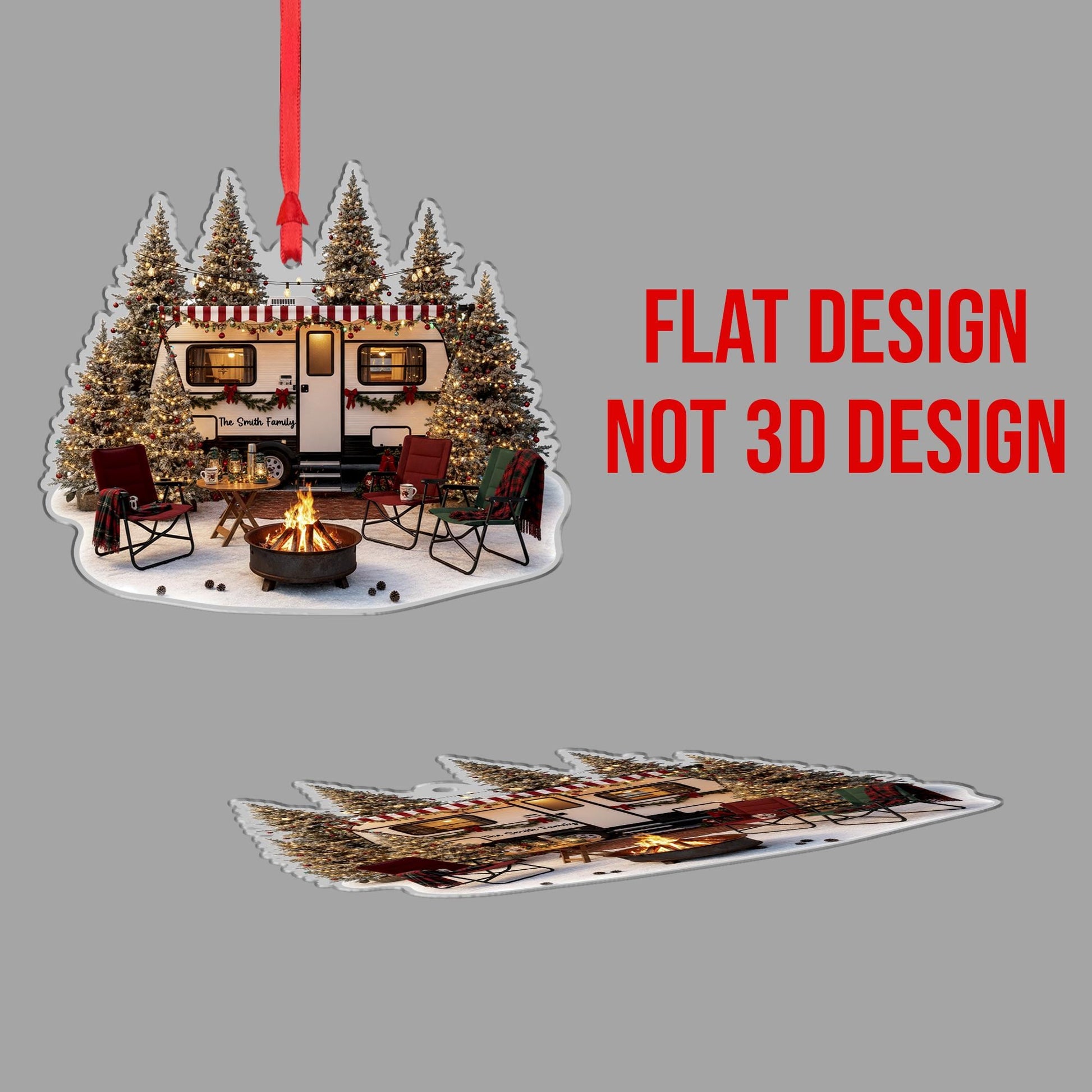 Personalized RV Camper Christmas Ornament: Custom Family Name Holiday Decoration