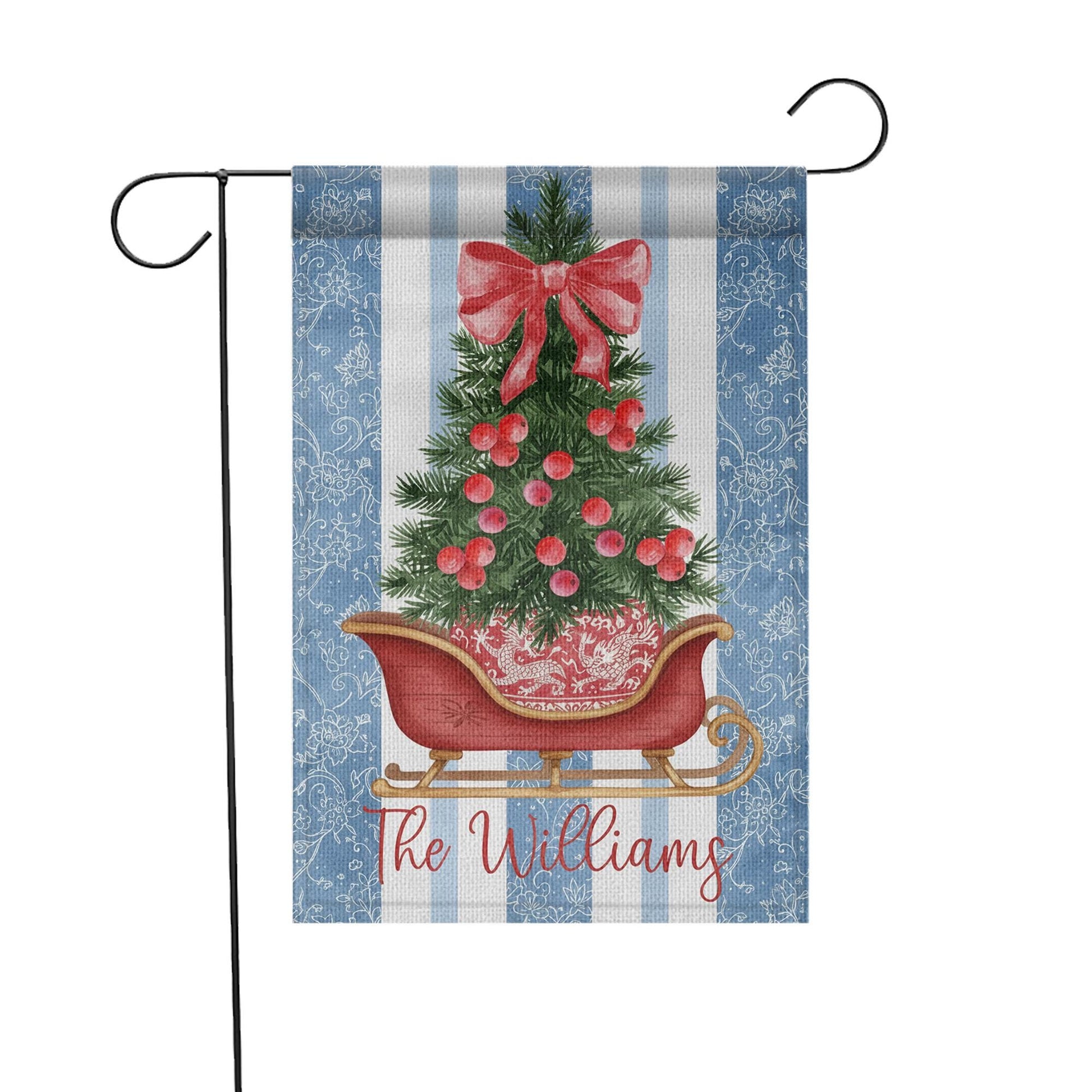 Custom Chinoiserie Christmas Flag Outdoor Garden Decor