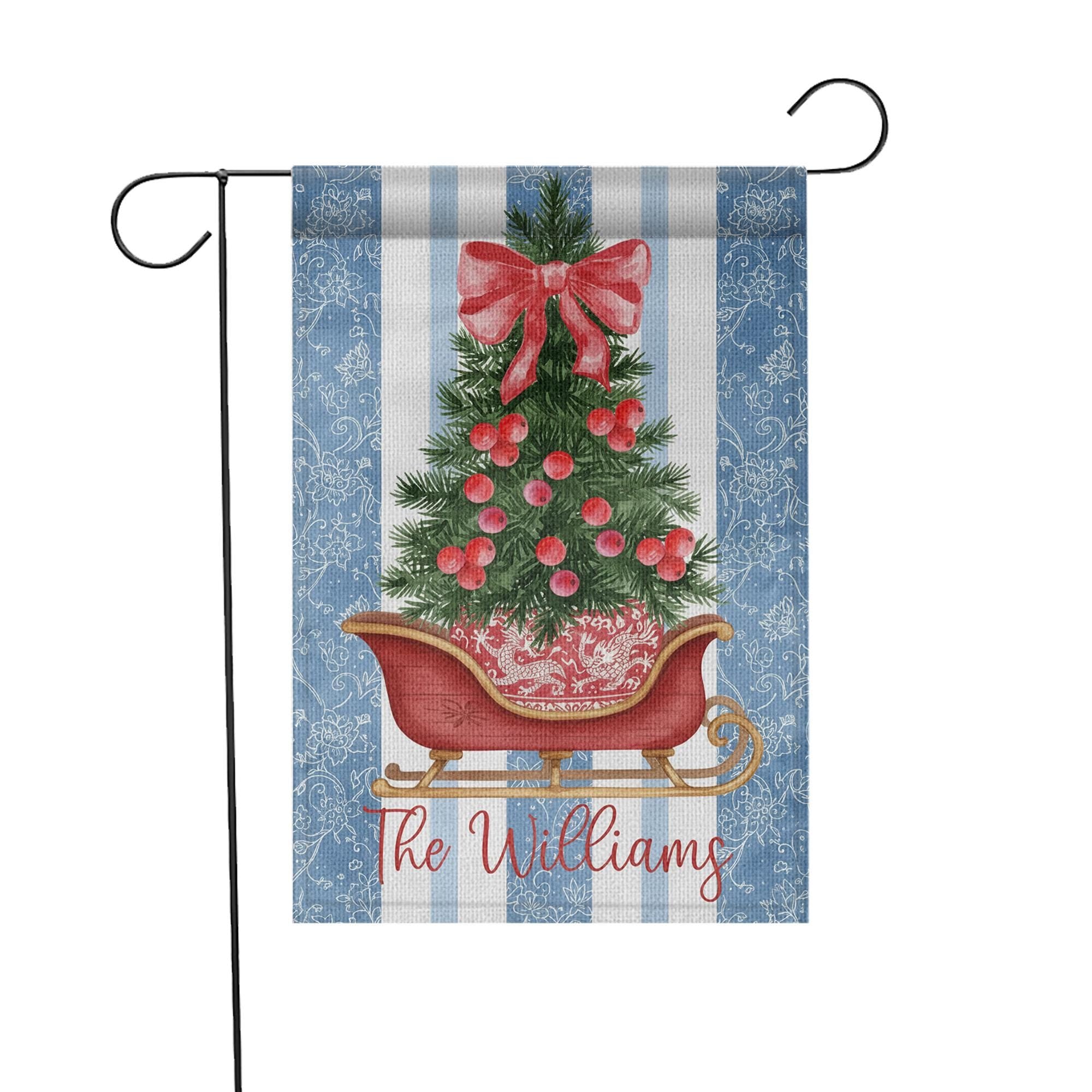 Custom Chinoiserie Christmas Flag Outdoor Garden Decor