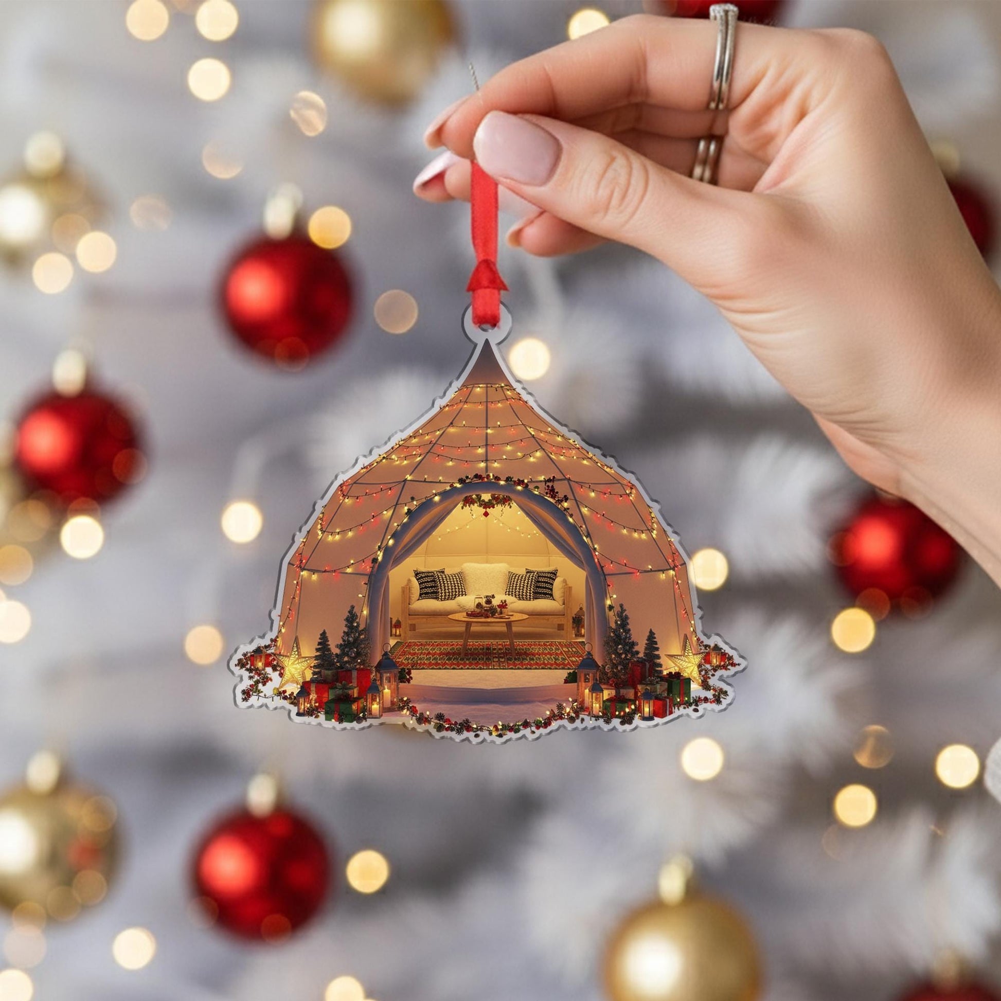 Christmas Tent Ornament: Personalized Camping Ornament