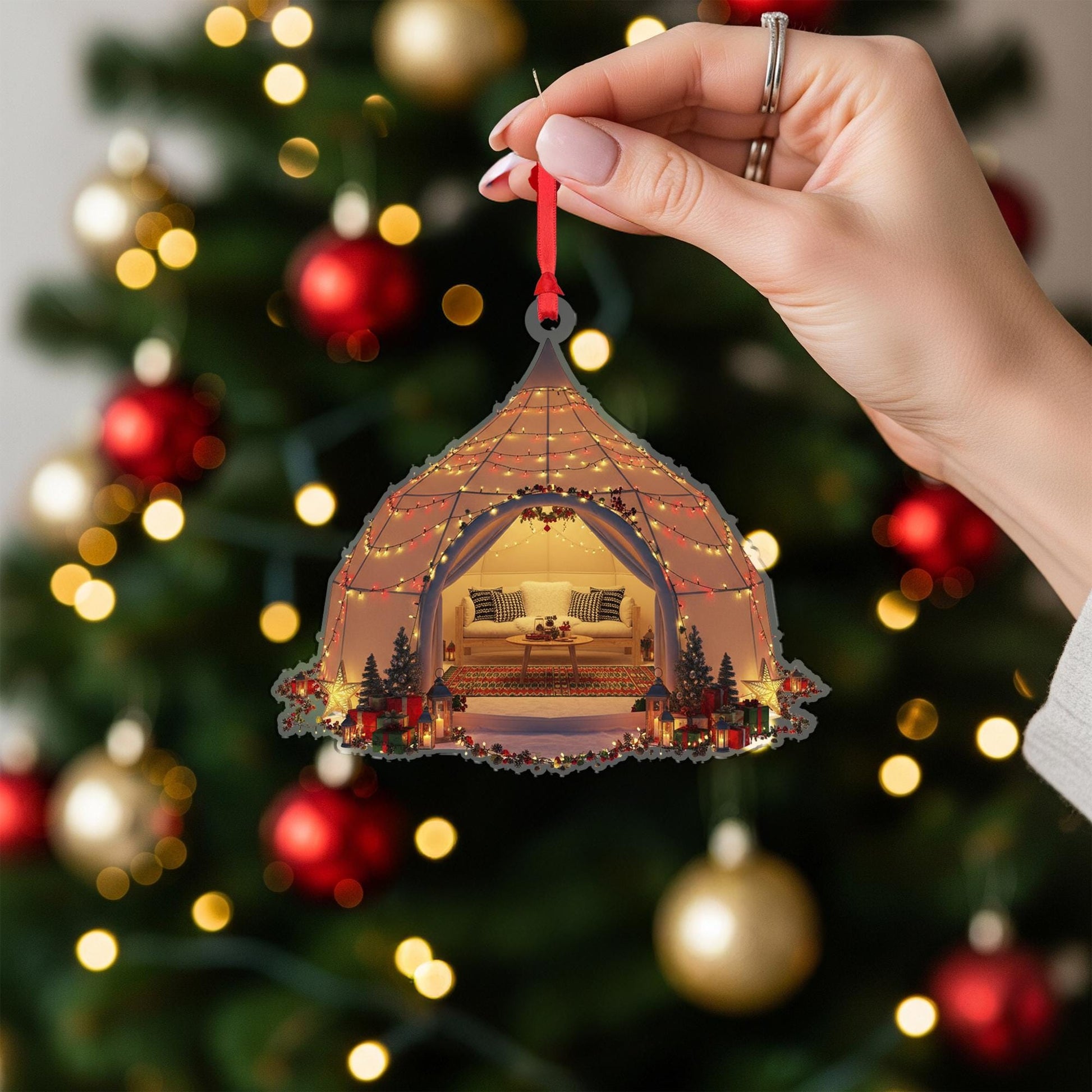 Christmas Tent Ornament: Personalized Camping Ornament