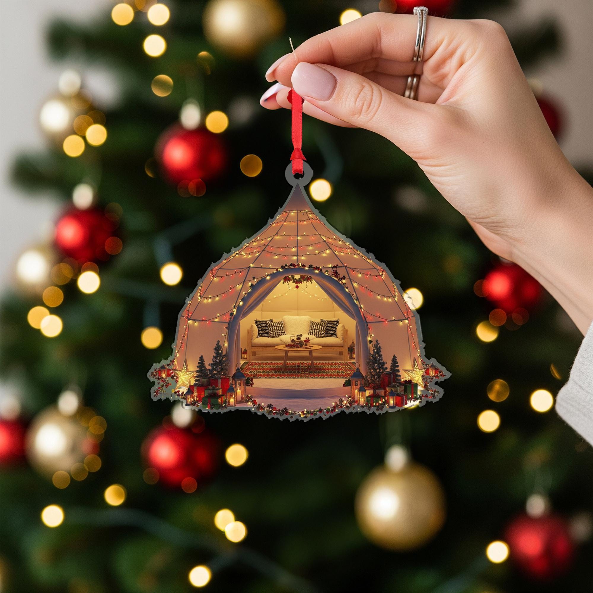 Christmas Tent Ornament: Personalized Camping Ornament