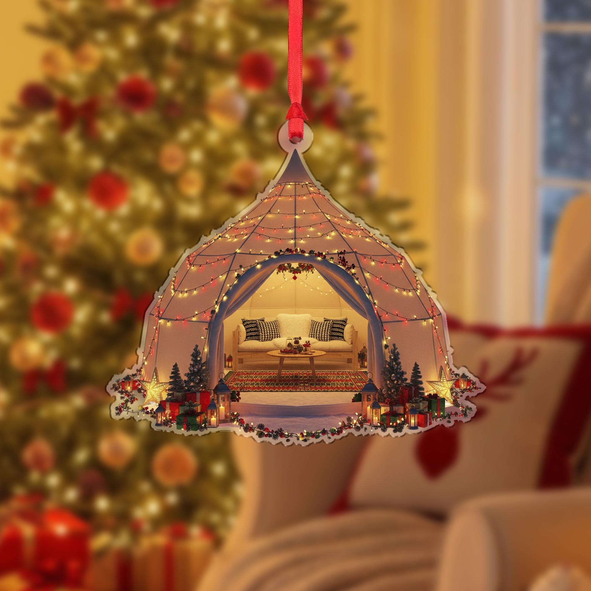 Christmas Tent Ornament: Personalized Camping Ornament