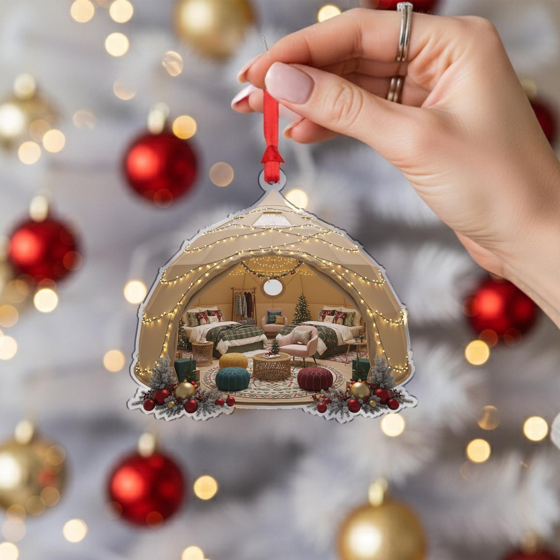 Christmas Tent Ornament: Cozy Holiday Camping Decor