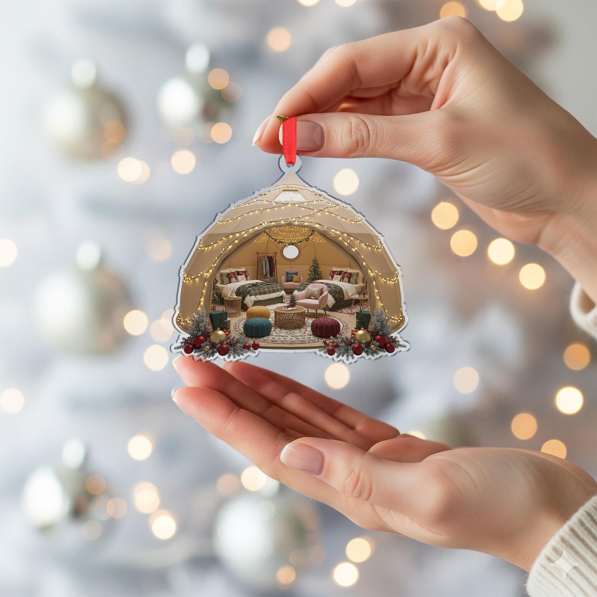 Christmas Tent Ornament: Cozy Holiday Camping Decor