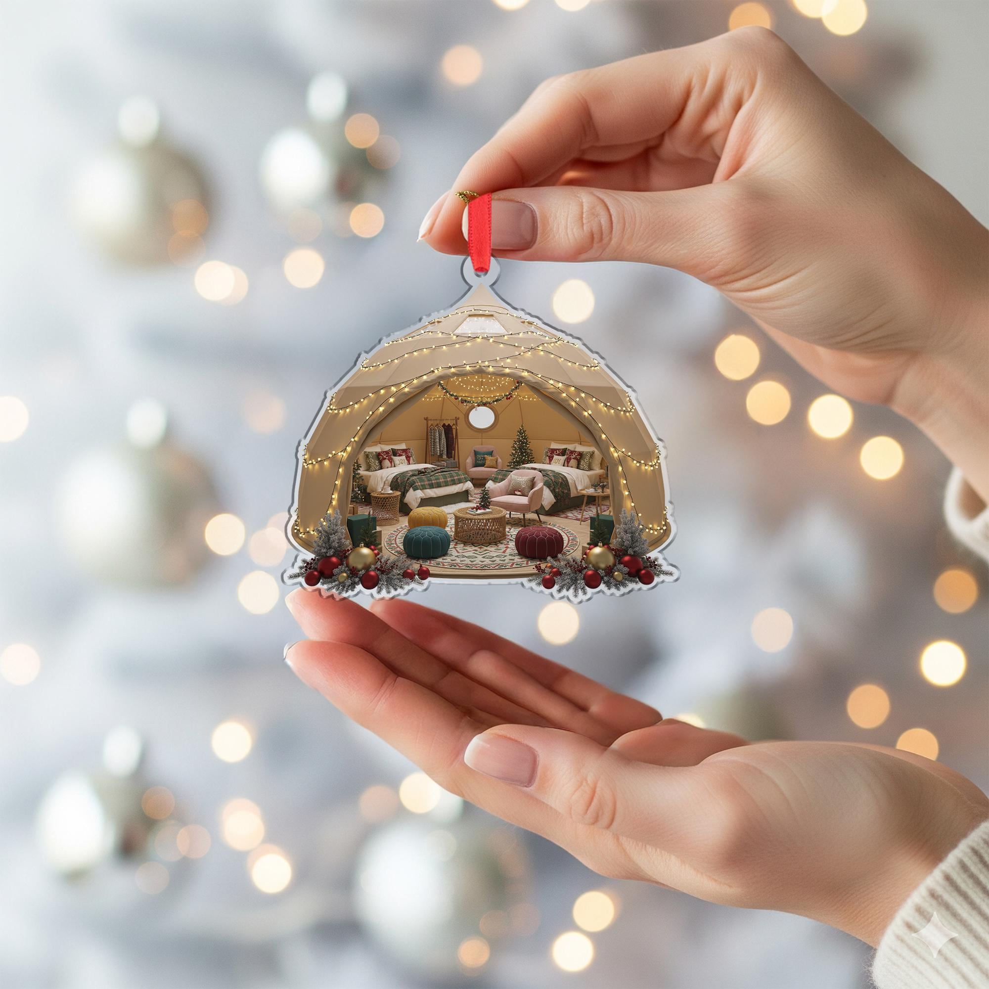Christmas Tent Ornament: Cozy Holiday Camping Decor