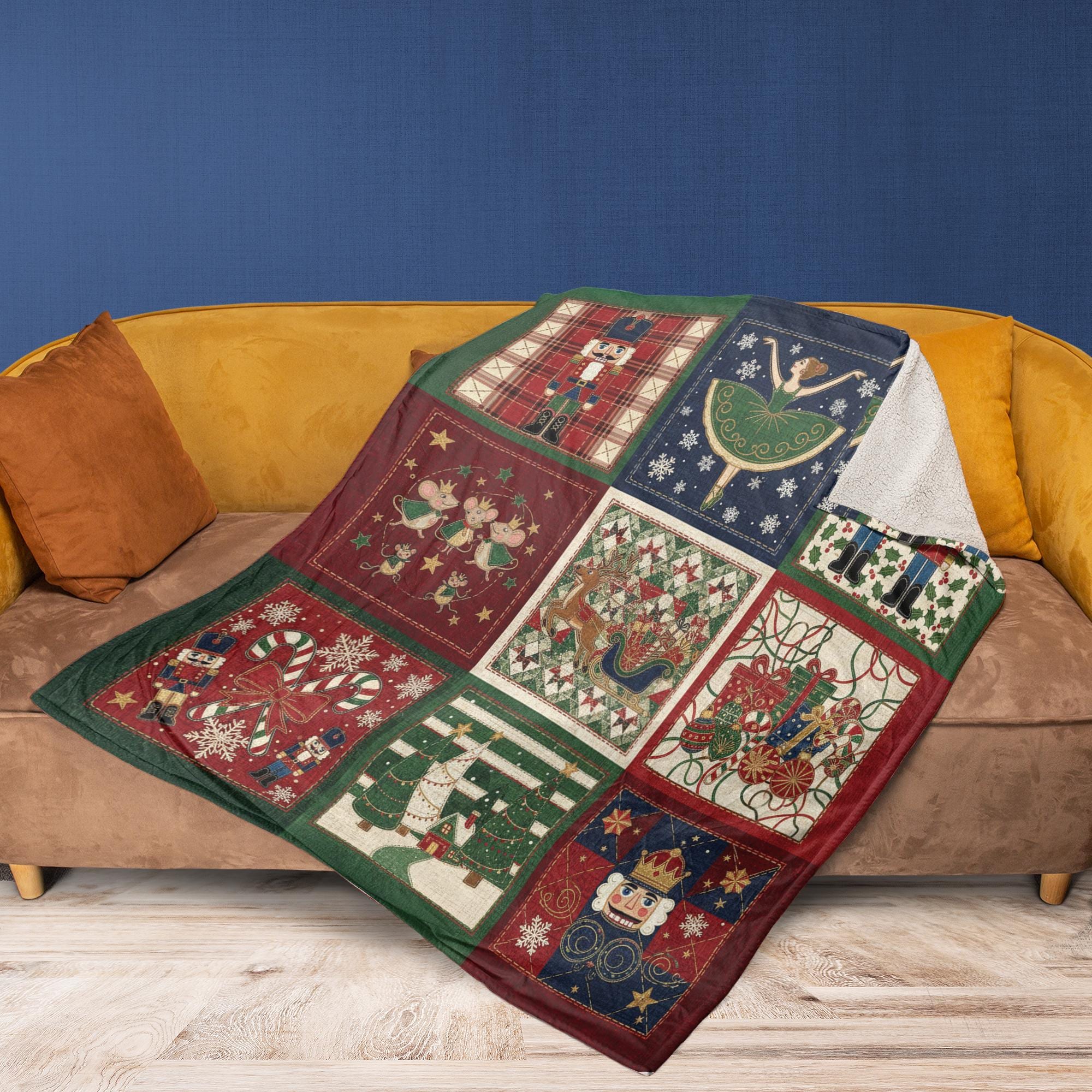 Christmas Nutcracker Blanket – Holiday Throw Quilt for Winter Decor