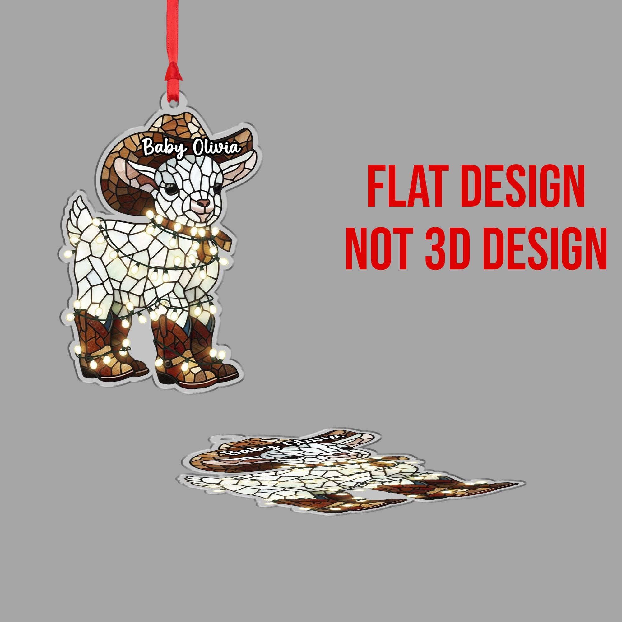 Custom Baby Goat Ornament – Personalized Western Christmas Tree Decor