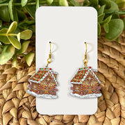 Christmas Gingerbread Earrings – Holiday Cookie House Jewelry