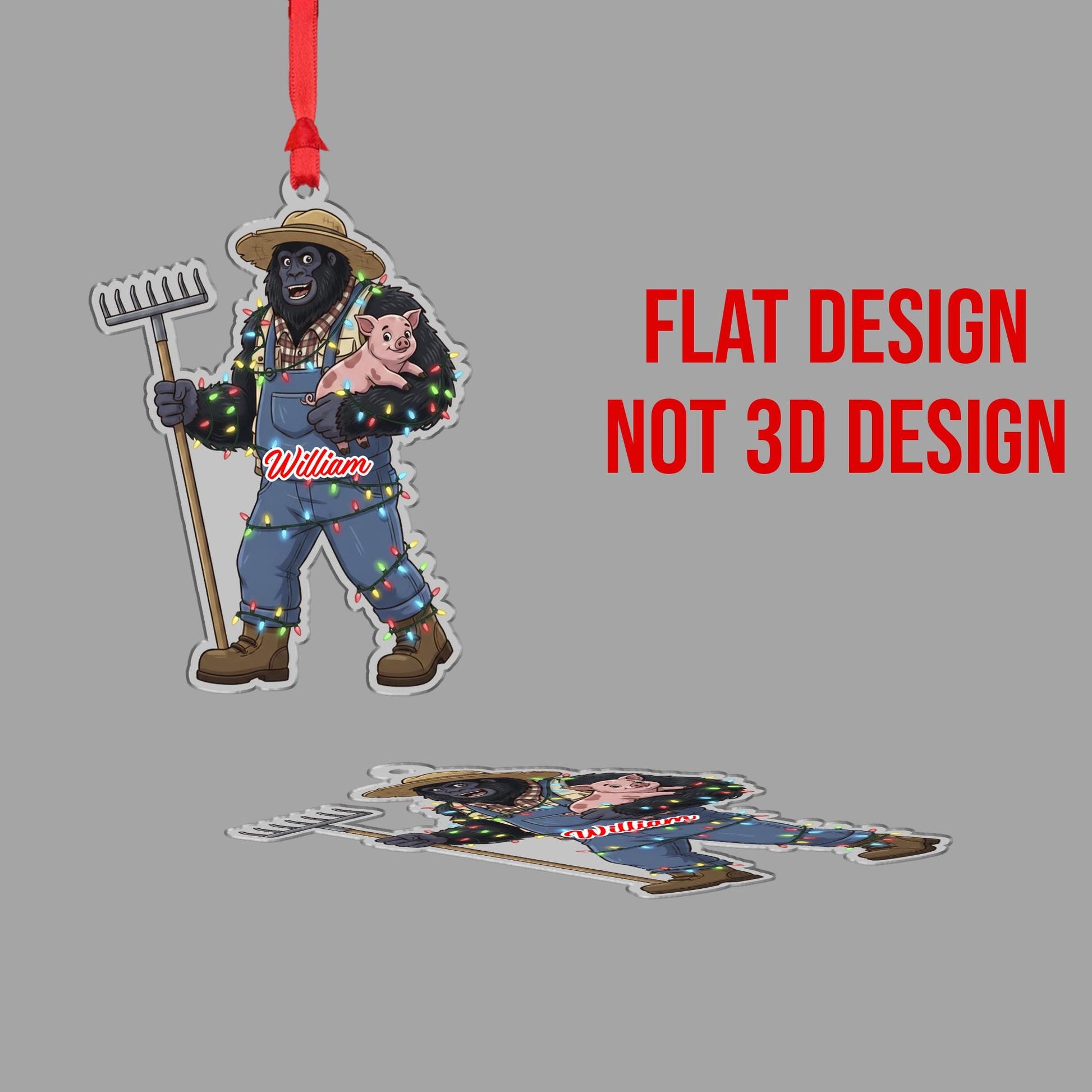 Personalized Sasquatch Farmer Acrylic Ornament: Farm Animal Christmas Decor