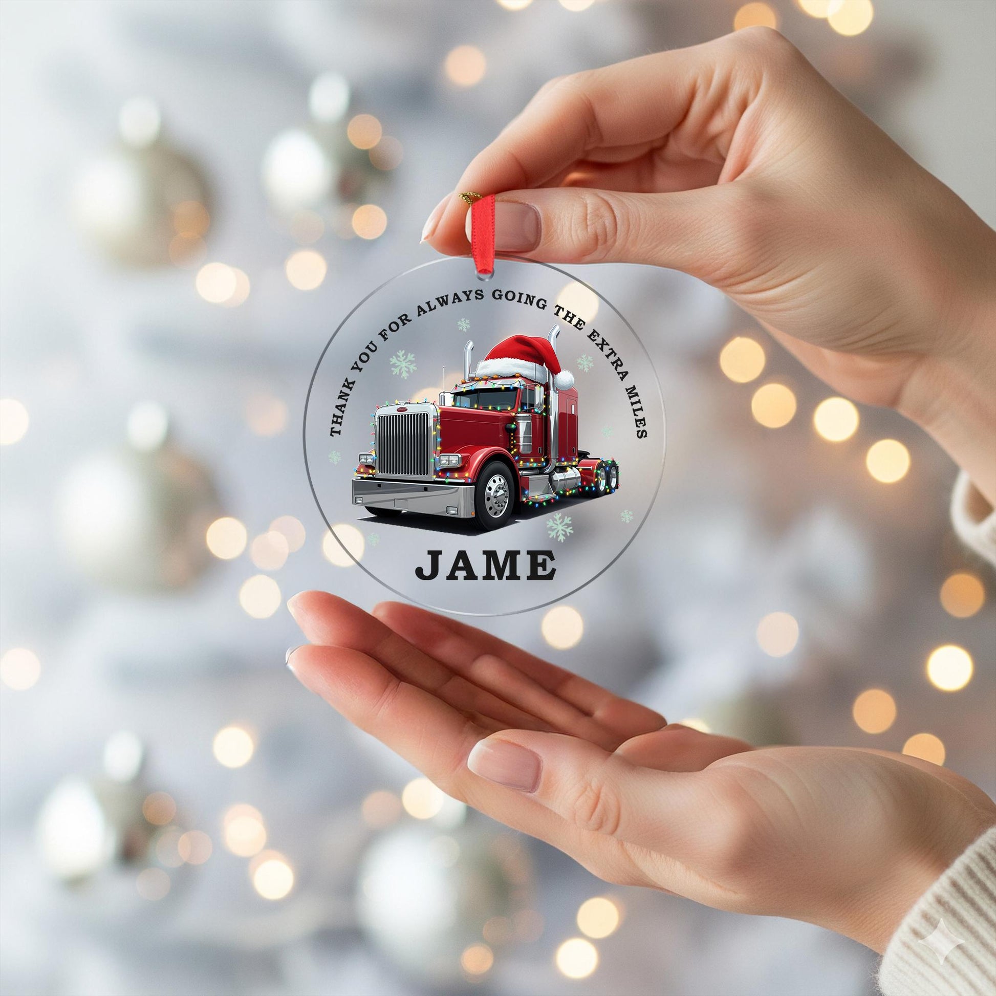 Personalized Semi Truck Ornament: Custom Name, 2025 Christmas Tree