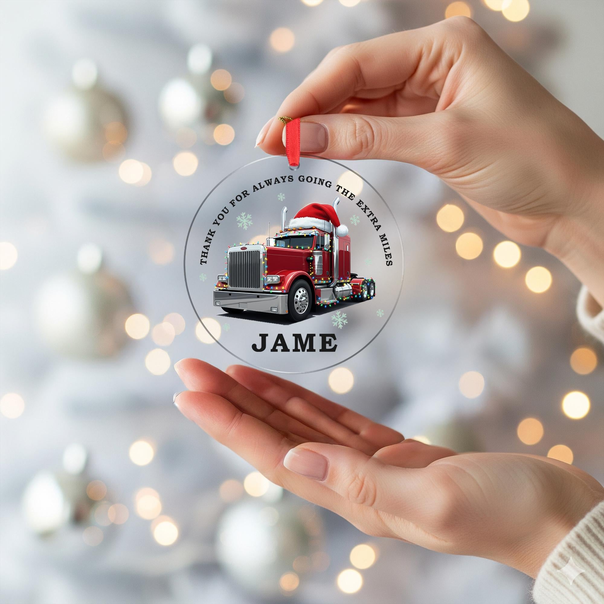 Personalized Semi Truck Ornament: Custom Name, 2025 Christmas Tree