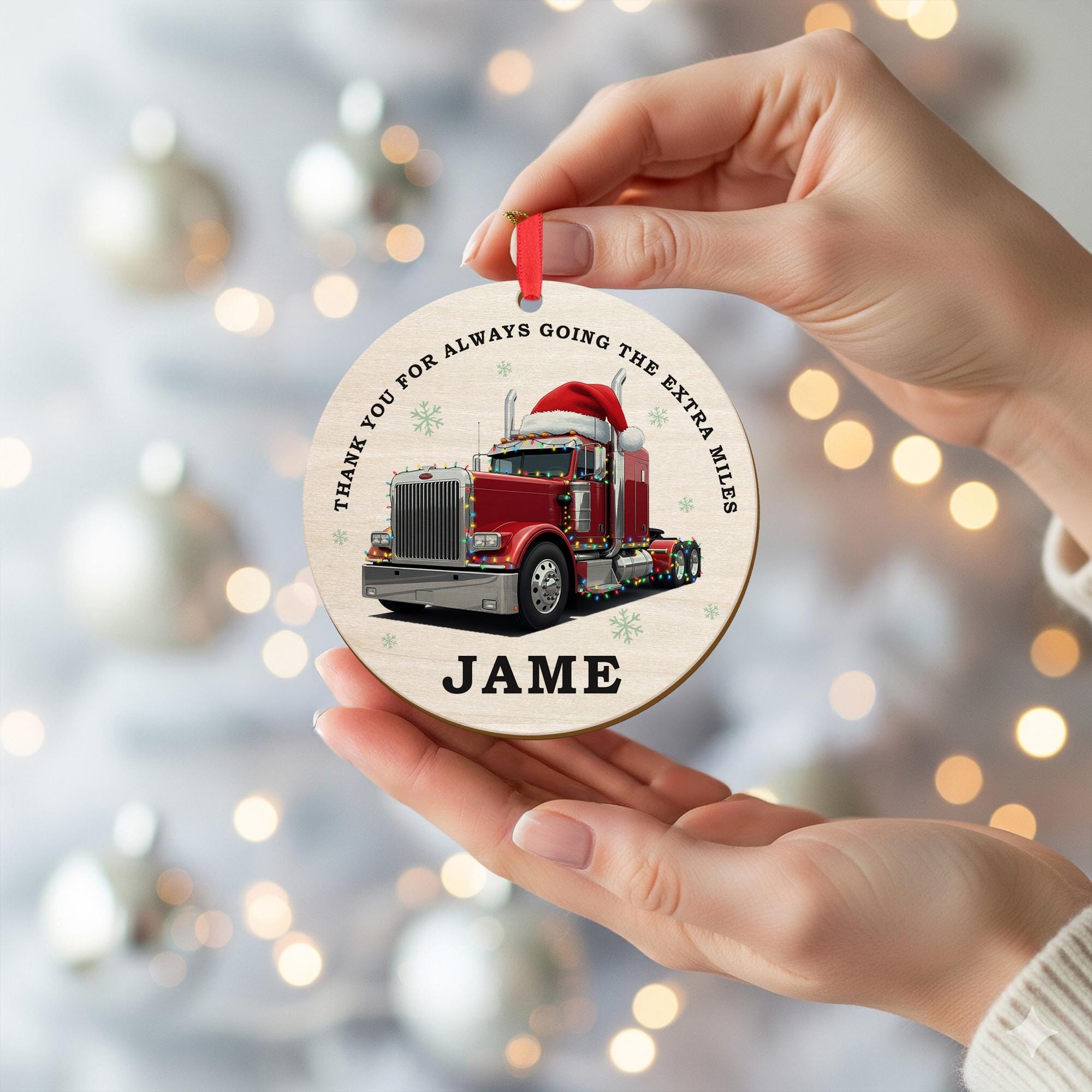 Personalized Semi Truck Ornament: Custom Name, 2025 Christmas Tree