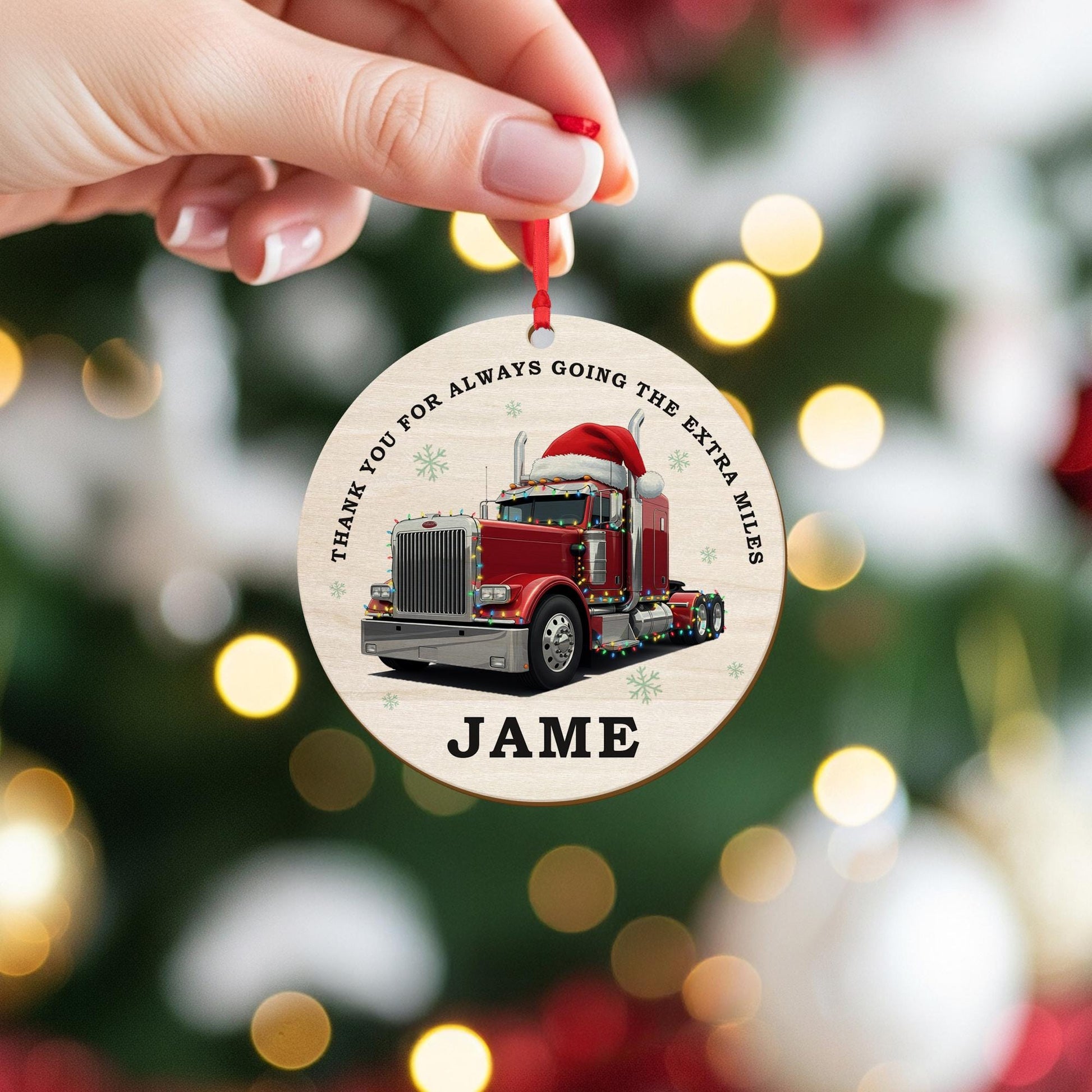 Personalized Semi Truck Ornament: Custom Name, 2025 Christmas Tree