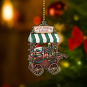 Custom Christmas Ornament Book Cart – Personalized Bookstore Holiday Tree Decoration with Lights