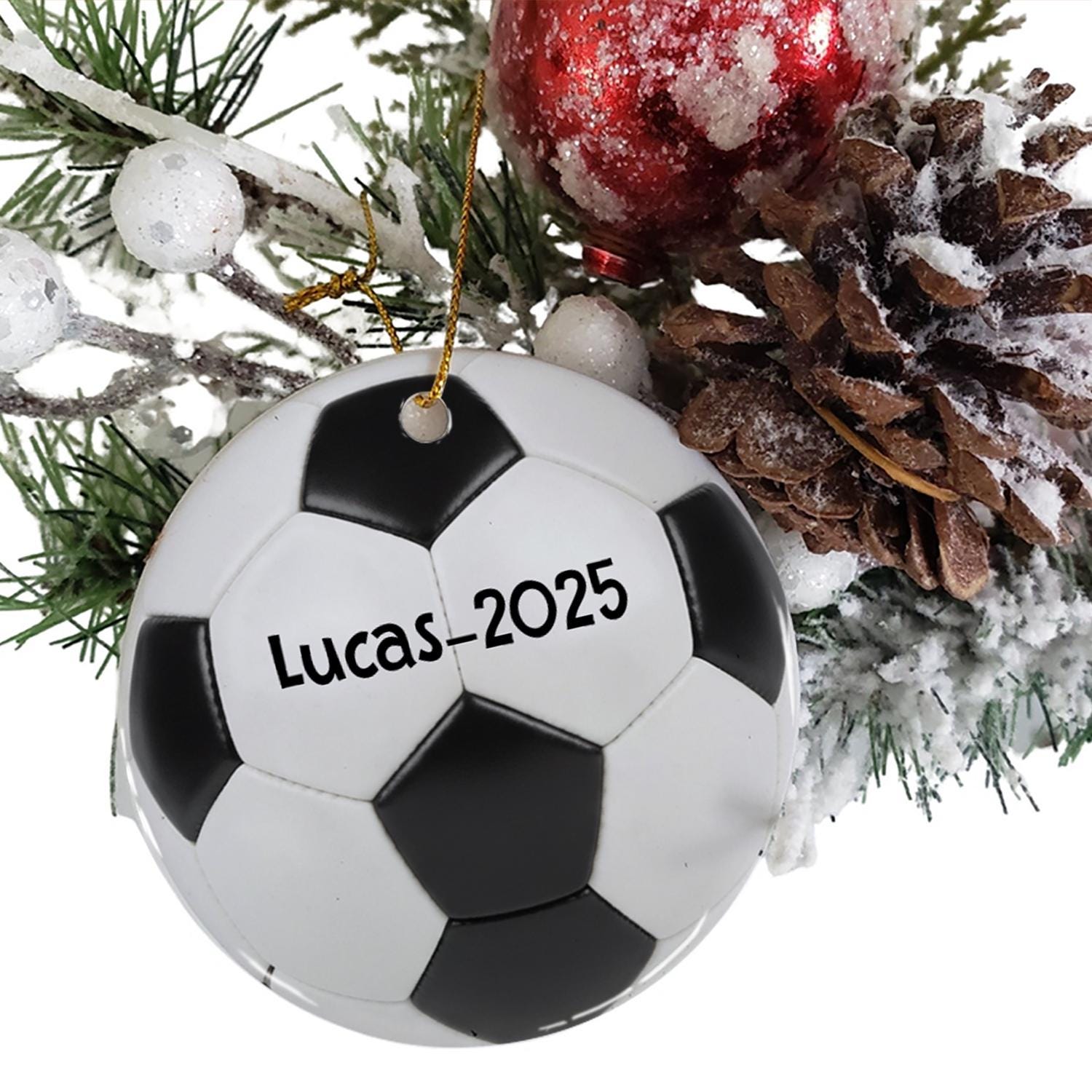 Personalized Soccer Ball Ornament – Custom Name and Year Ornament