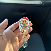 Christmas Gingerbread Badge Reel – Cute Holiday ID Holder